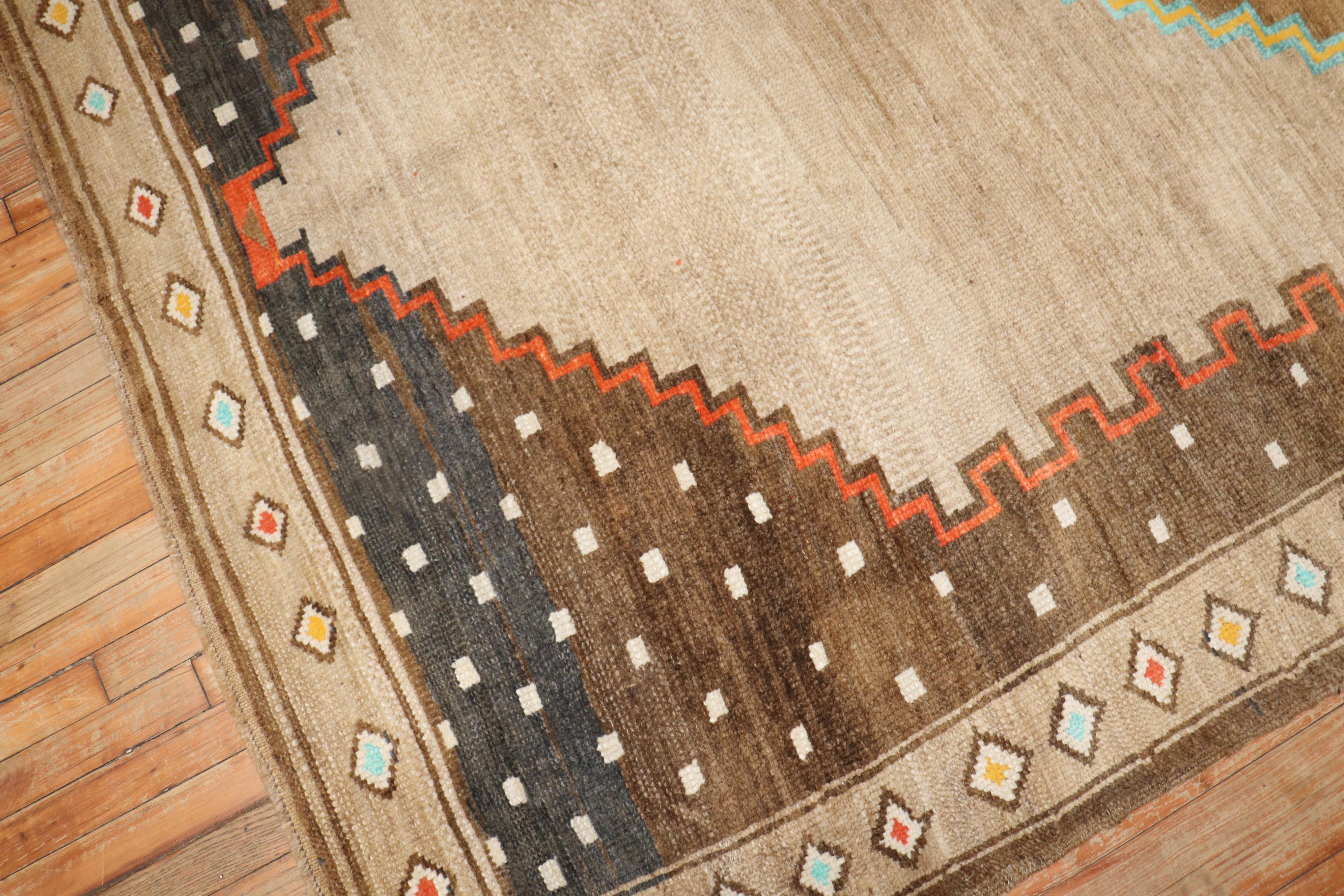 Wool Zabihi Collection Geometric Vintage Turkish Room Size Rug For Sale