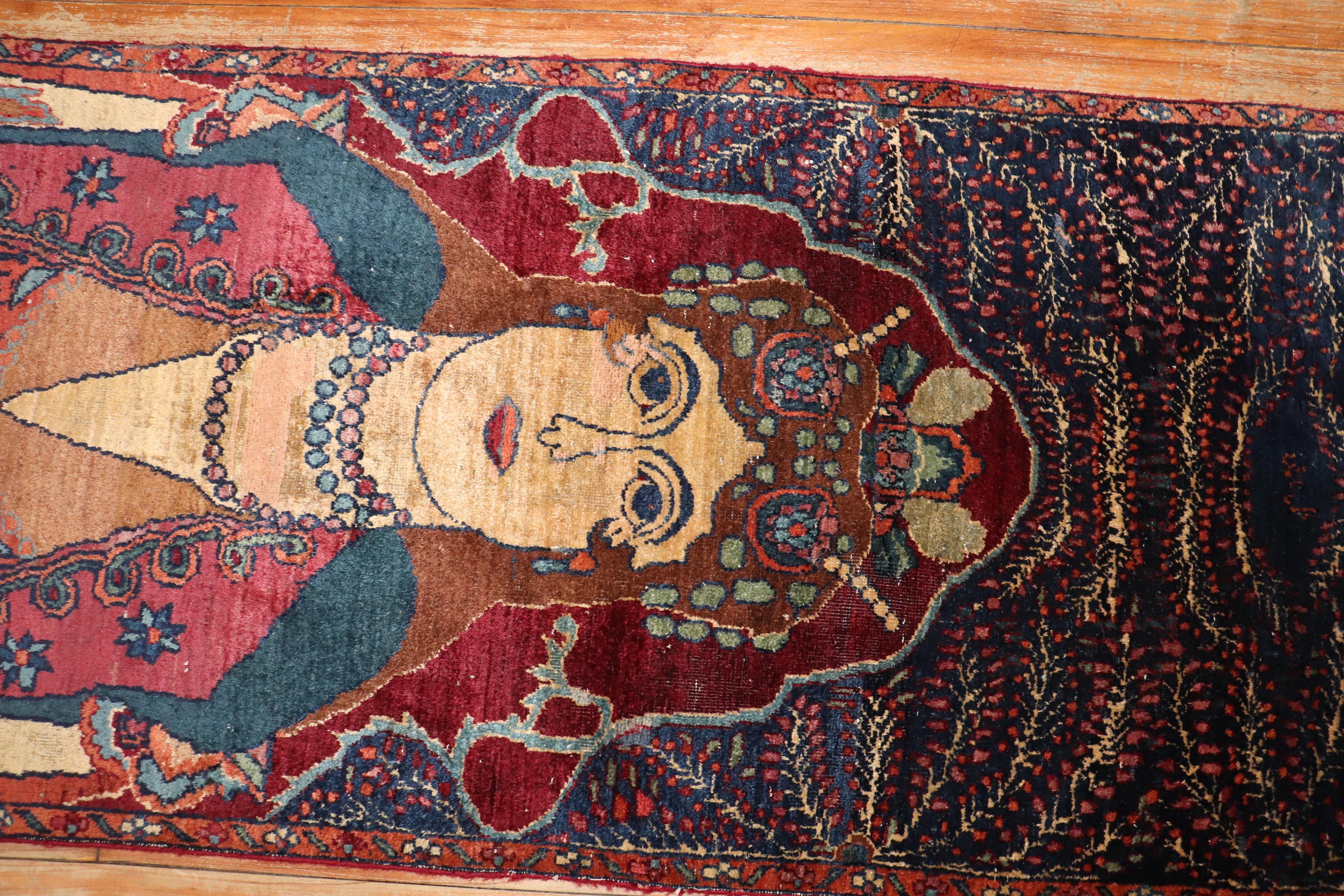 Zabihi Kollektion Göttin Königin Persischer malerischer Teppich (Islamisch) im Angebot