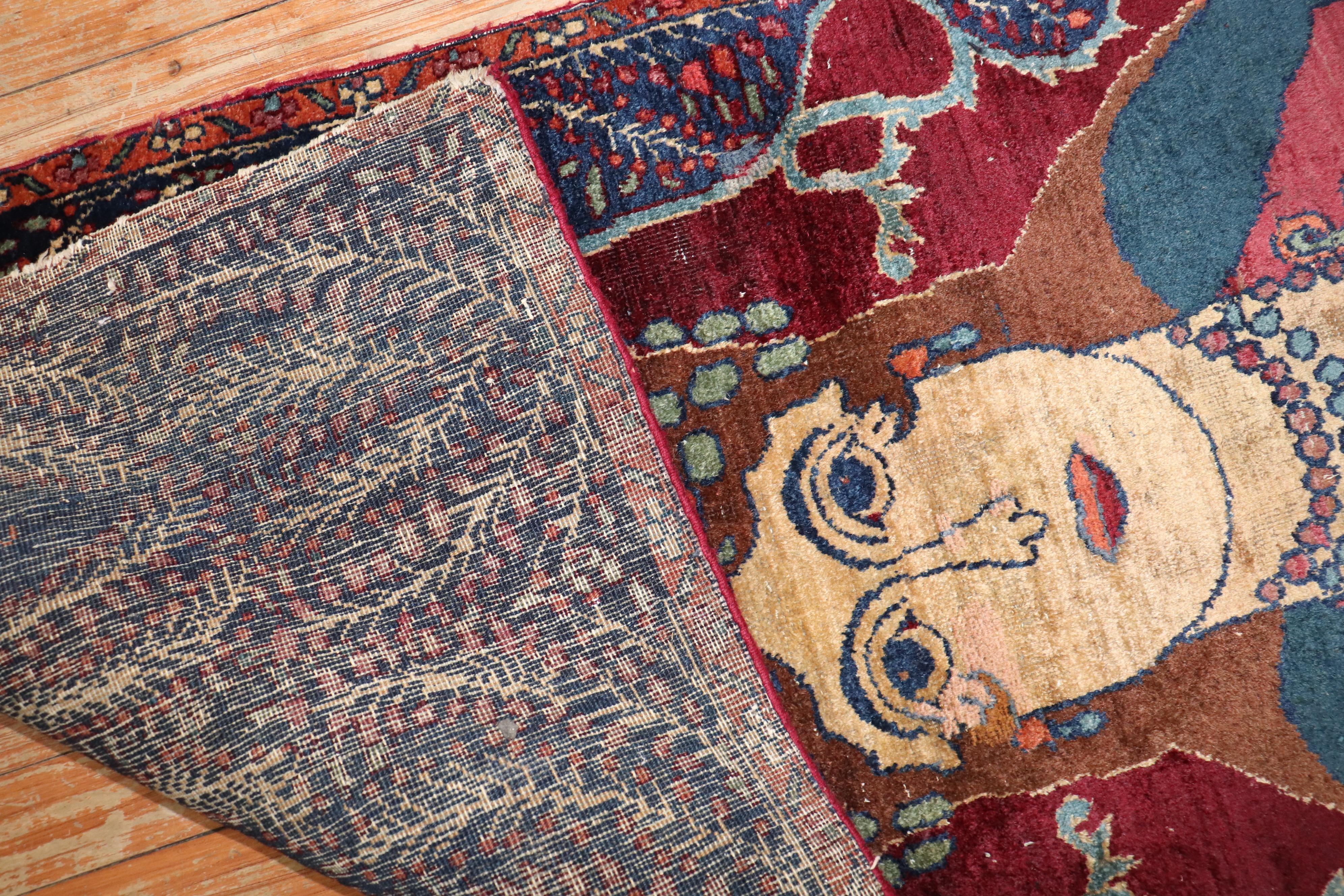 Zabihi Kollektion Göttin Königin Persischer malerischer Teppich im Zustand „Gut“ im Angebot in New York, NY