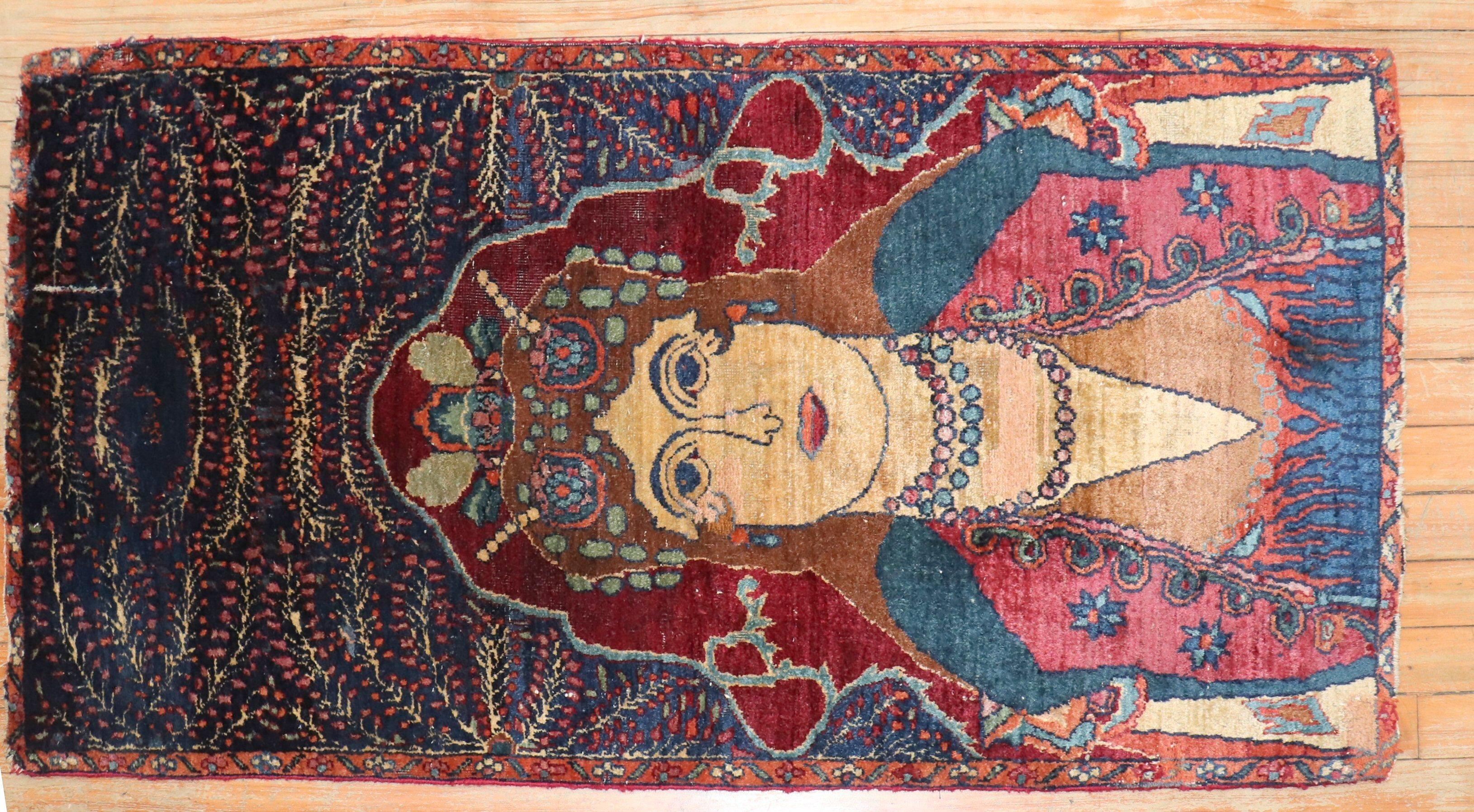 Zabihi Kollektion Göttin Königin Persischer malerischer Teppich (Wolle) im Angebot