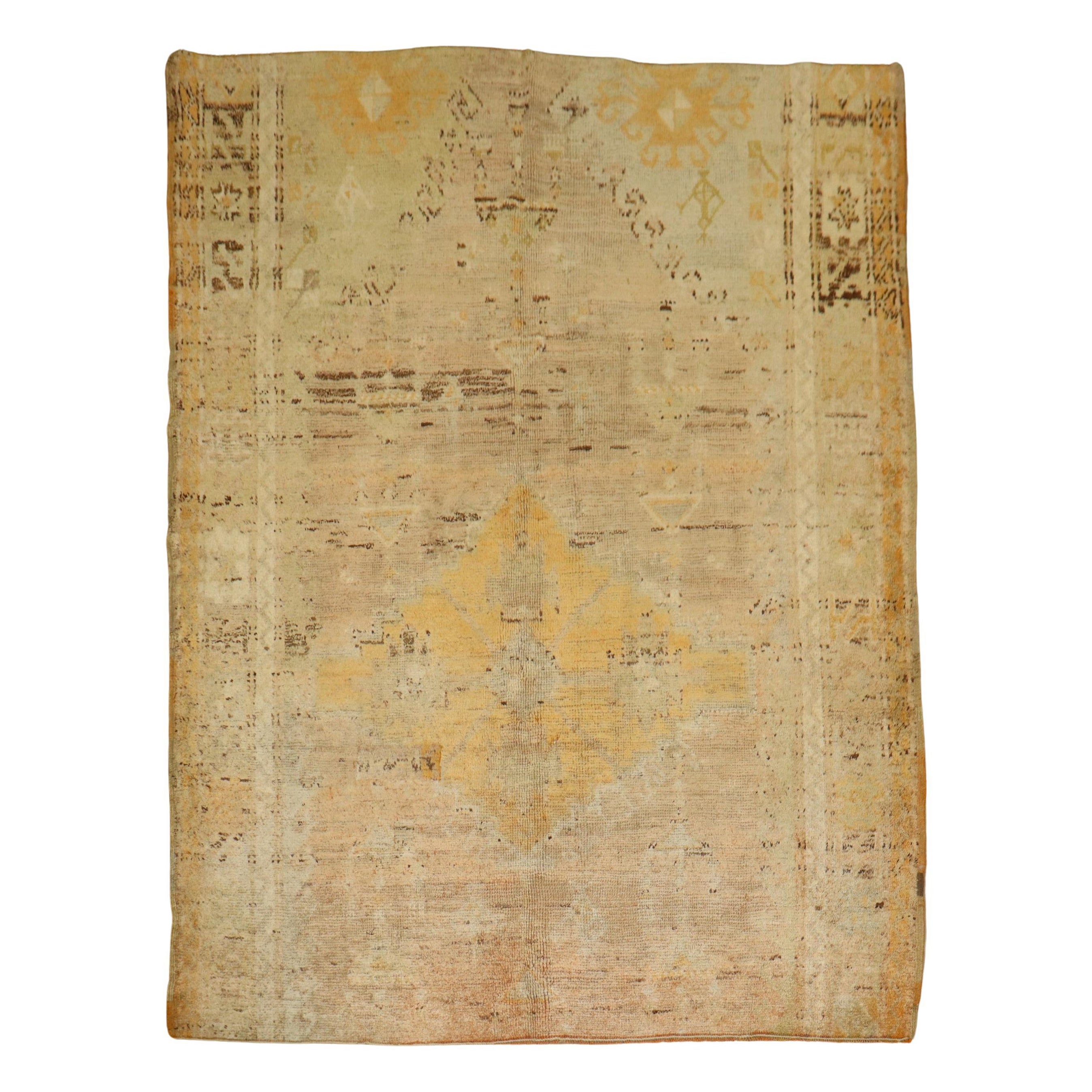 Zabihi Collection Gold Antique Turkish Oushak Rug