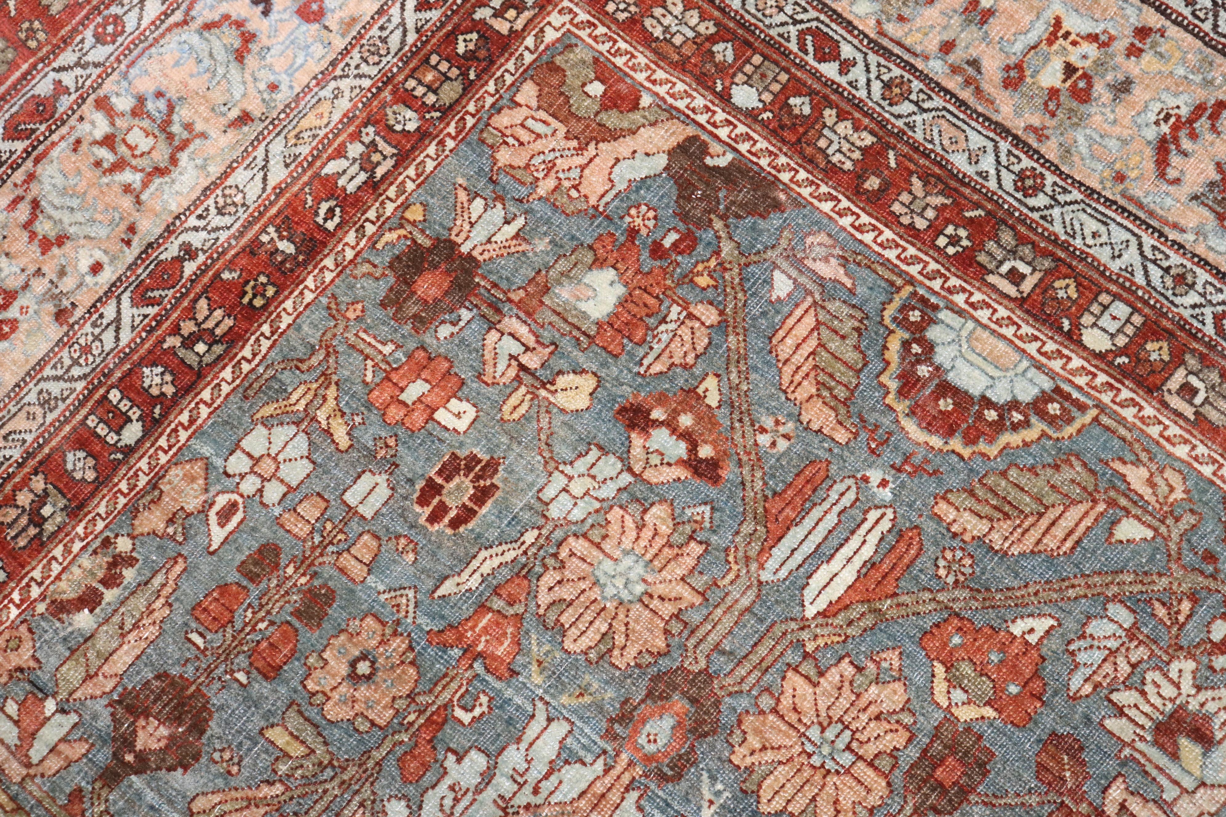 Zabihi Collection Gray Antique Persian Bidjar Rug For Sale 7