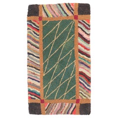 Zabihi Collection Grüner Amerikanischer Hakenteppich Mini Size Teppich 