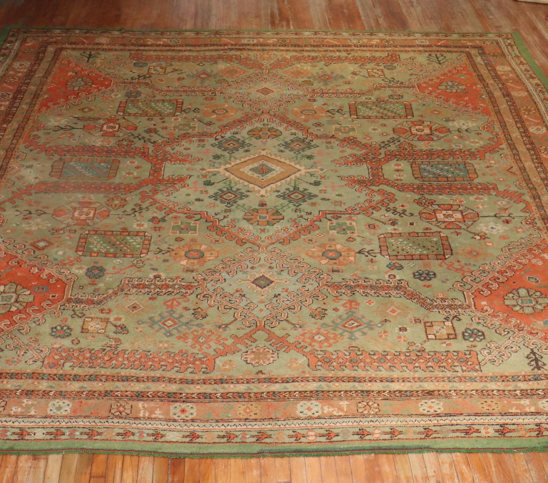 Zabihi Collection Green Large Irish Donegal Rug For Sale 3