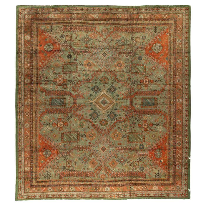 Zabihi Collection Green Large Irish Donegal Rug For Sale at 1stDibs