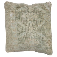 Vintage Zabihi Collection Green Persian Malayer Rug Pillow