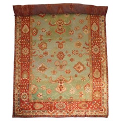 Zabihi Collection Green Red Palatial Size Antique Turkish Oushak, 12'7'' x 25'7'