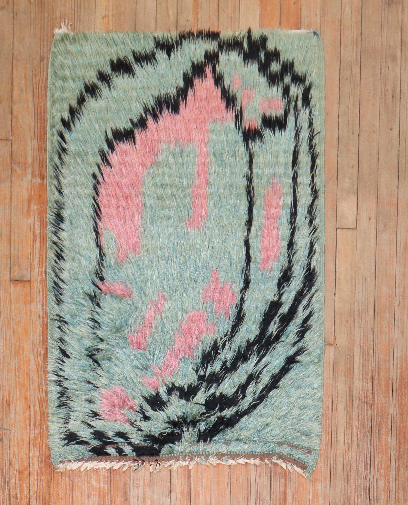 Marvelous small plush Swedish Rya rug from the Mid-20th Century

Measures: 2'7” x 3'8”

Swedish Rya rugs are extremely colorful, lovely and quite chic and each have their own character to them. They tend to have thicker shaggy piles which were