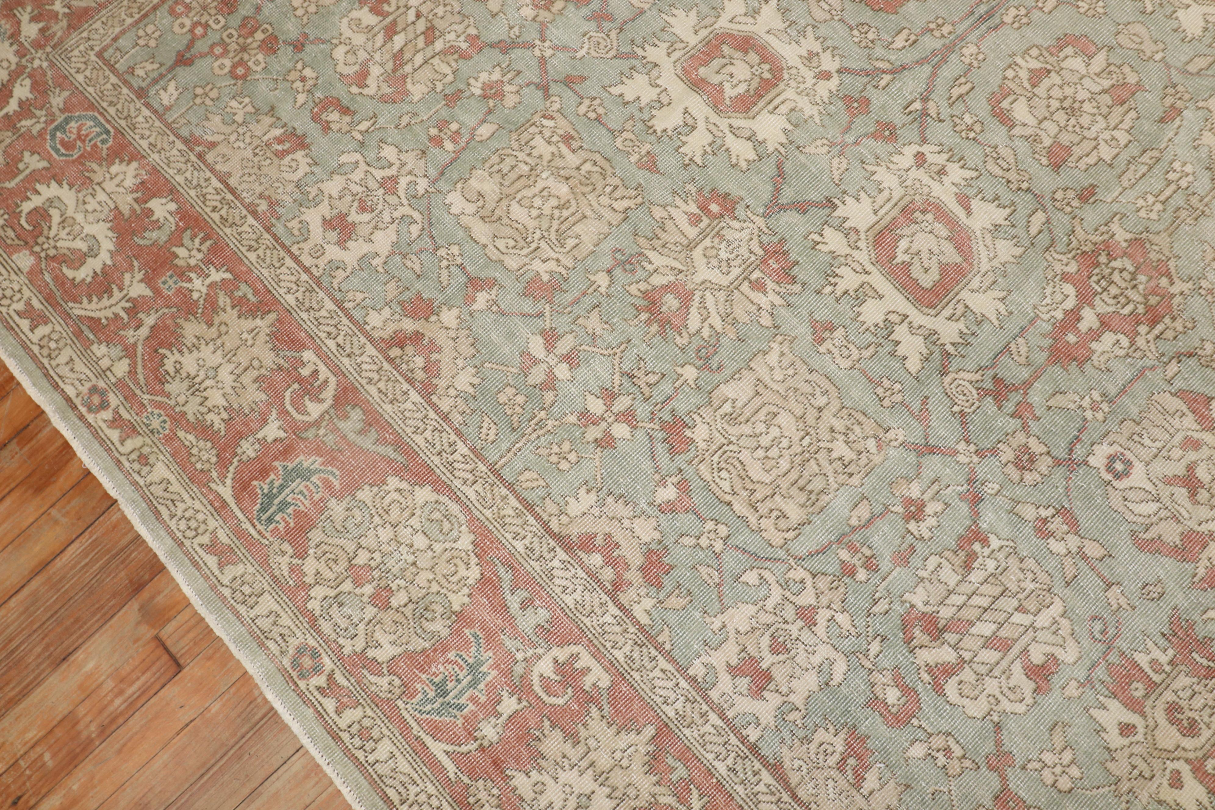 Zabihi Collection Green Vintage Turkish Room Size Rug For Sale 3