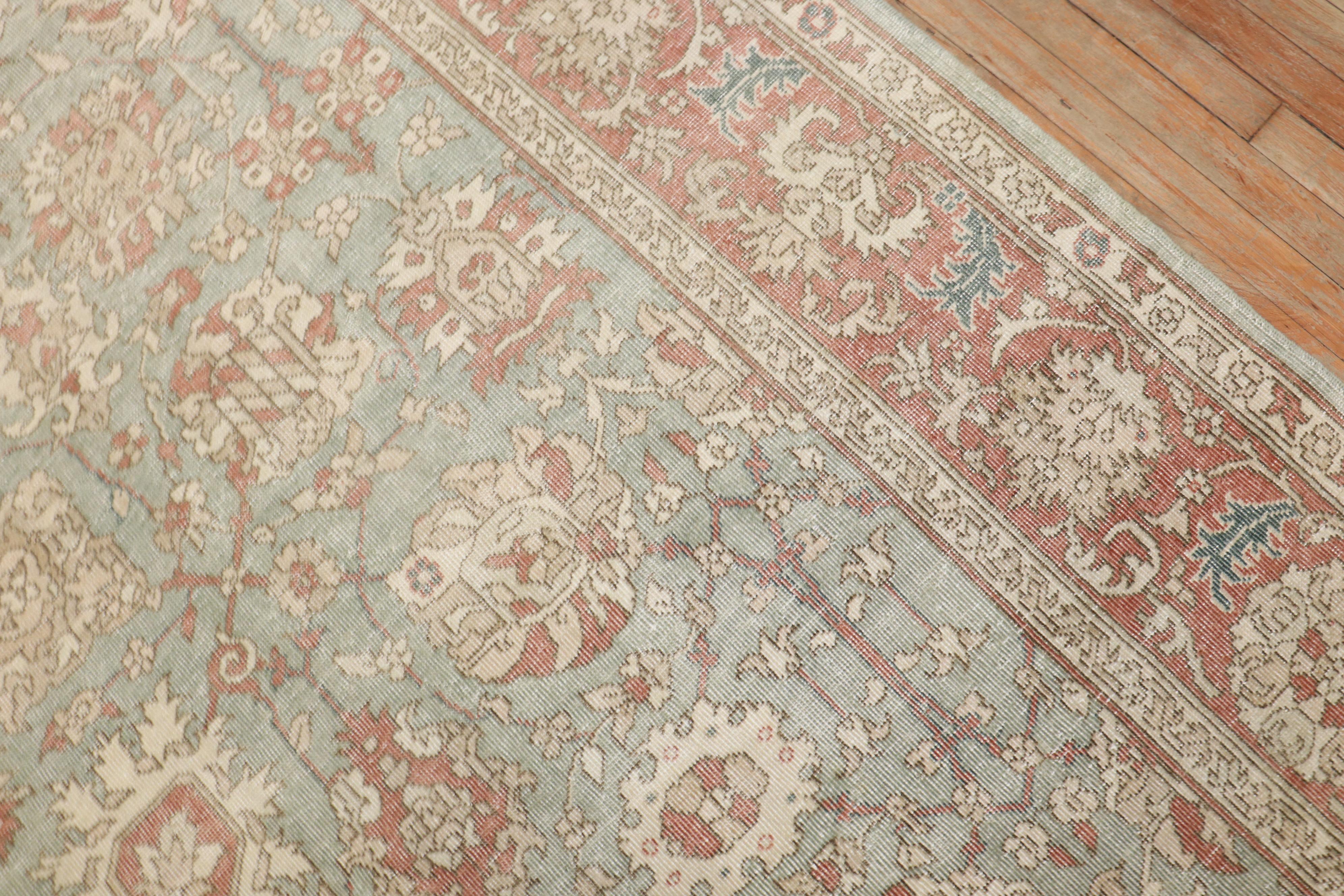 20th Century Zabihi Collection Green Vintage Turkish Room Size Rug For Sale
