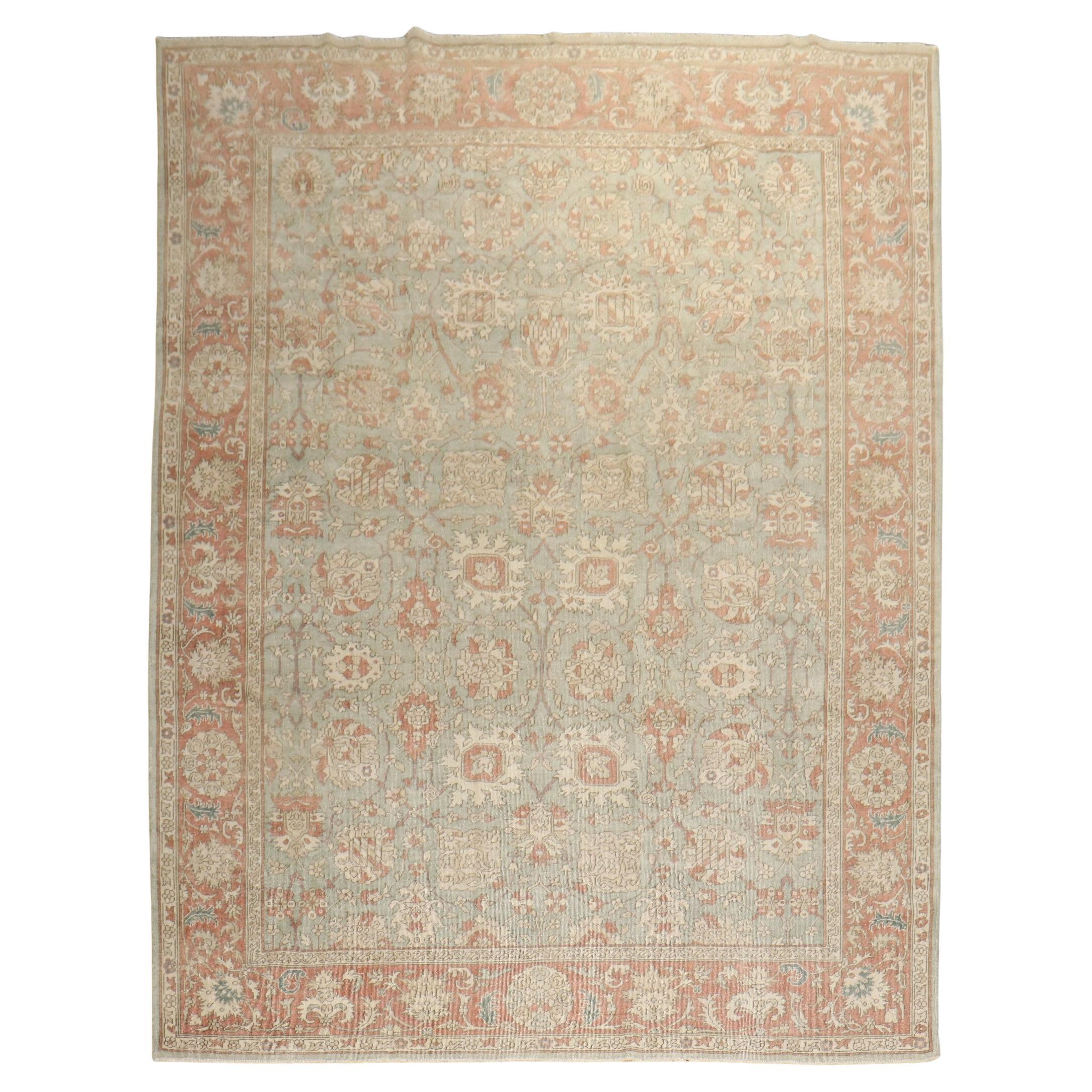 Zabihi Collection Green Vintage Turkish Room Size Rug