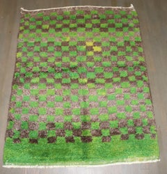 Zabihi Collection Green Vintage Turkish Tulu Rug