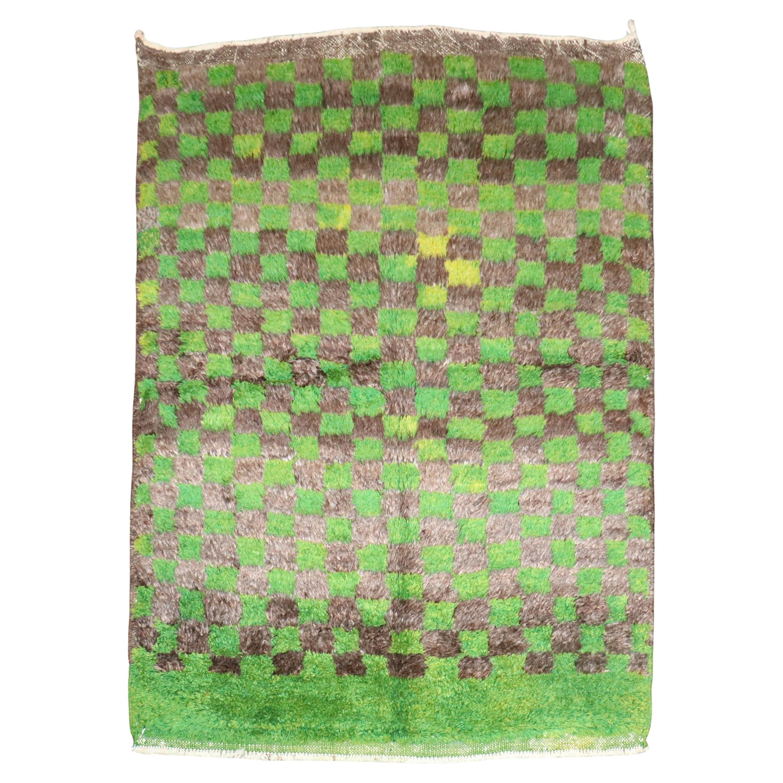 Zabihi Collection Grüner Türkischer Tulu-Teppich im Vintage-Stil