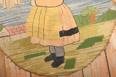 Zabihi Collection Grenfell Hooked Small Round Woman in Bonnet Rug