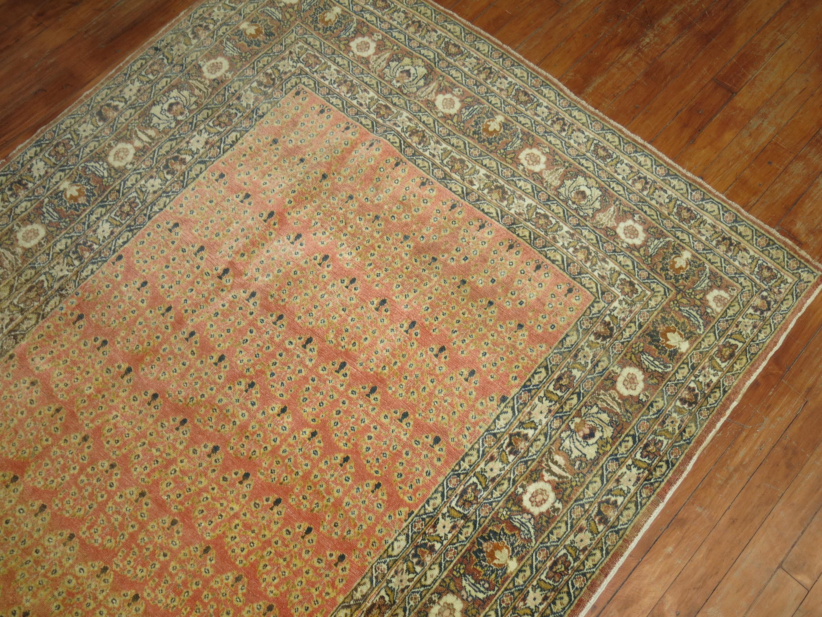 Zabihi Collection Hadji Jalili Tabriz 19th Century Antique Rug In Good Condition For Sale In New York, NY
