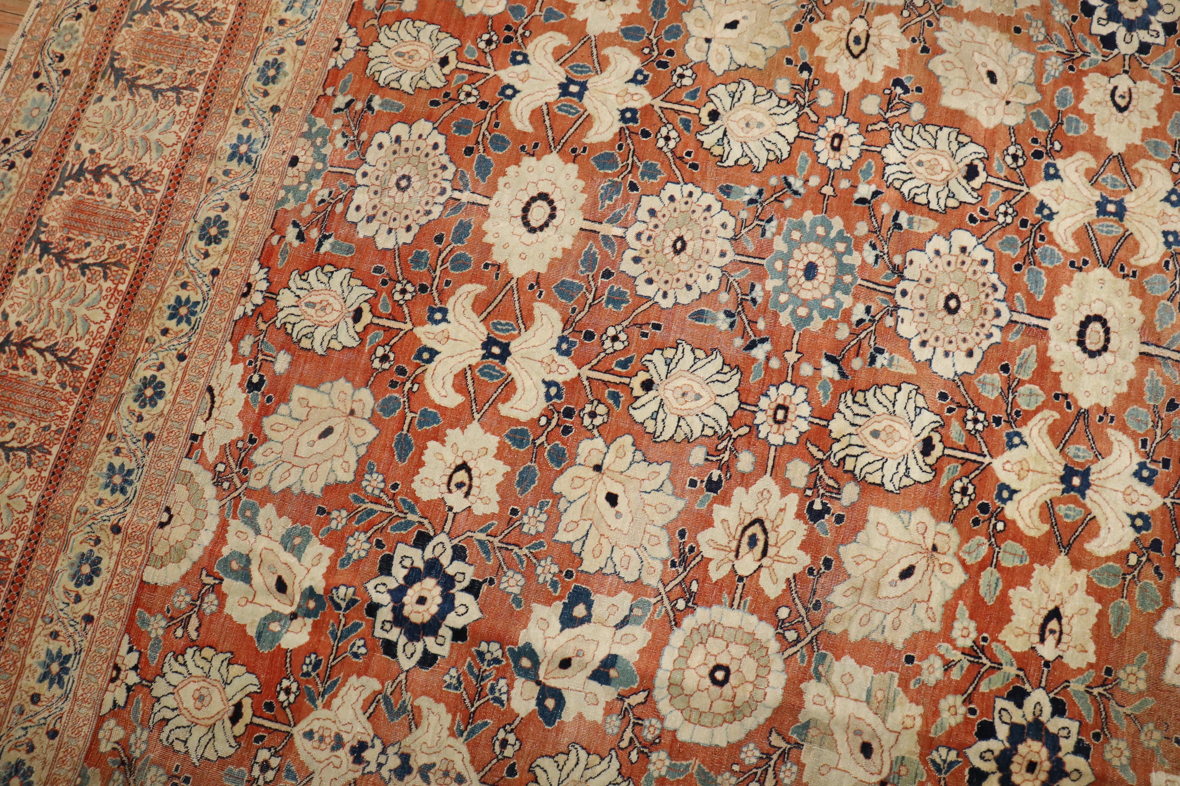 Zabihi Collection Hadji Jalili Tabriz 19th Century Antique Rug For Sale 1