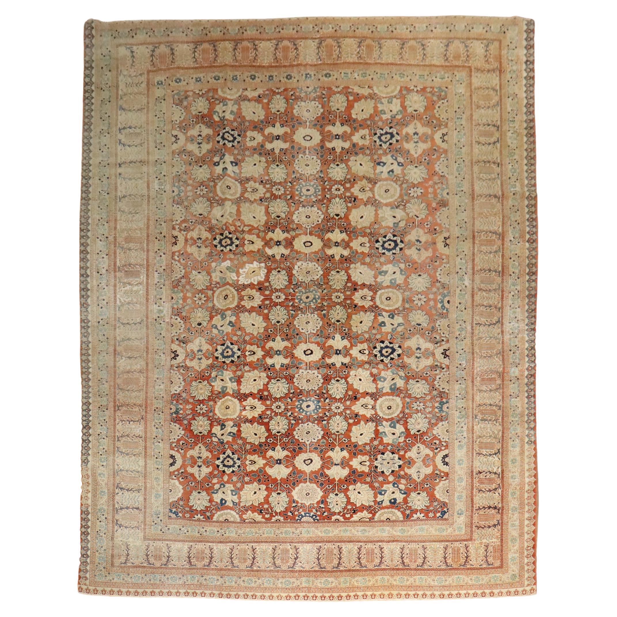 Zabihi Collection Hadji Jalili Tabriz 19th Century Antique Rug For Sale