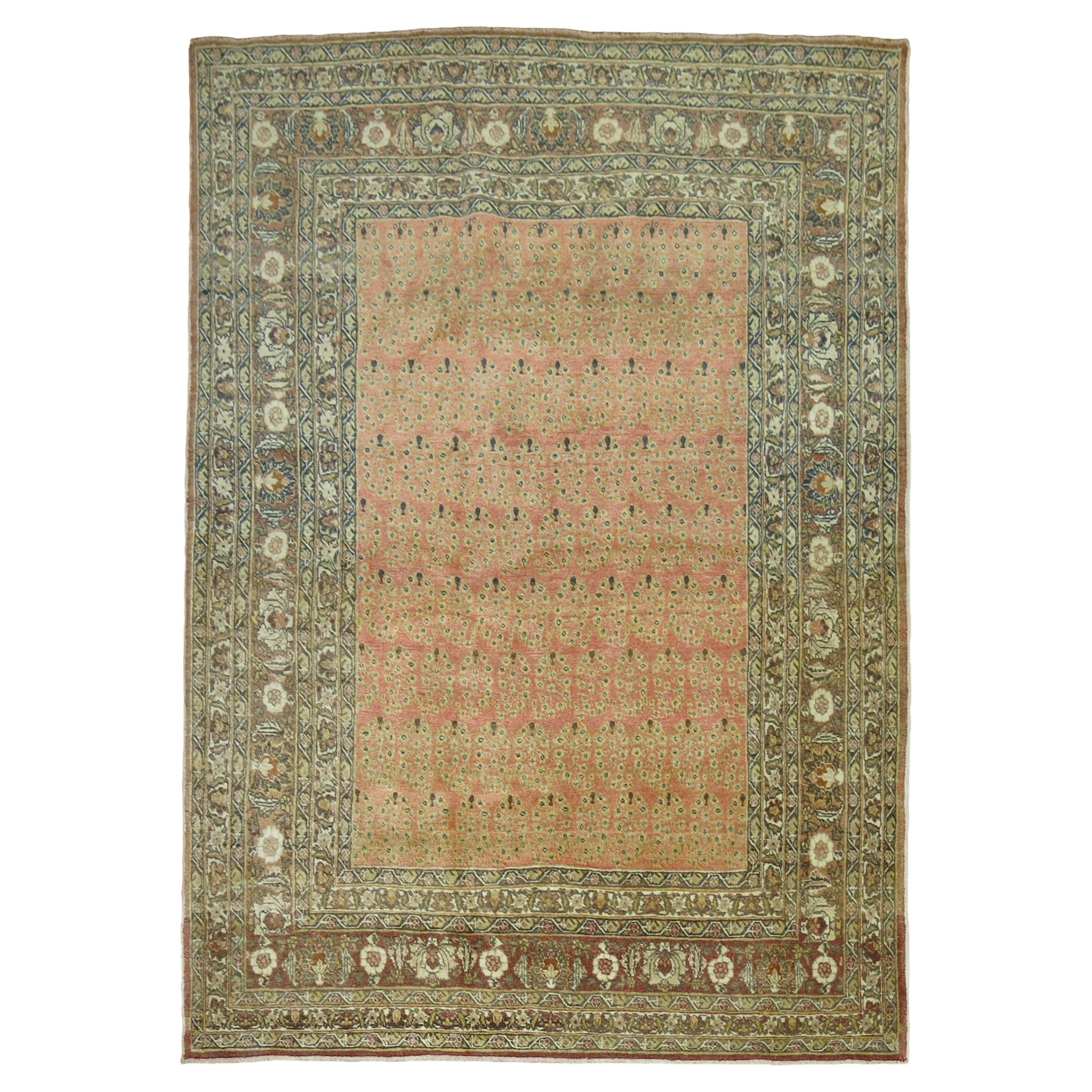 Zabihi Collection Hadji Jalili Tabriz 19th Century Antique Rug For Sale