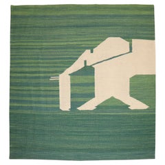 Zabihi Collection Half Elephant Green Persian Kilim