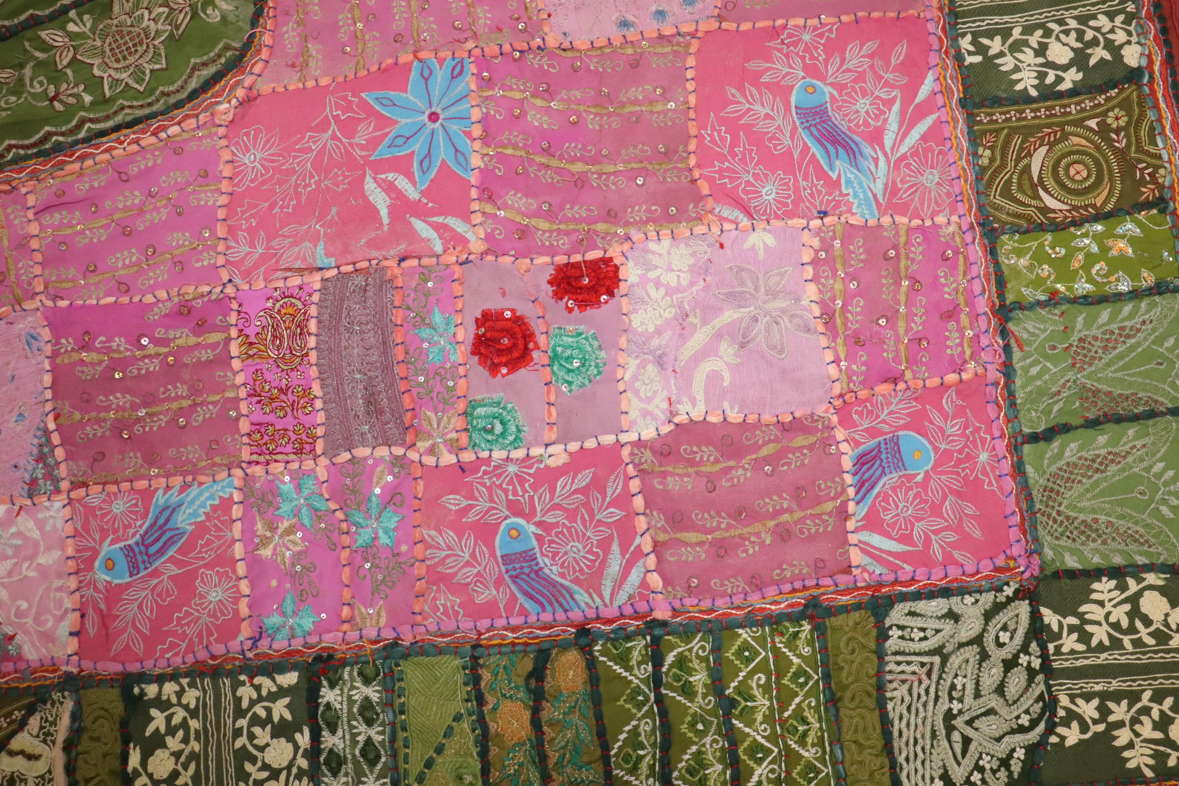 Zabihi Collection Indian Elephant Embroidery Tapestry Textile For Sale 1