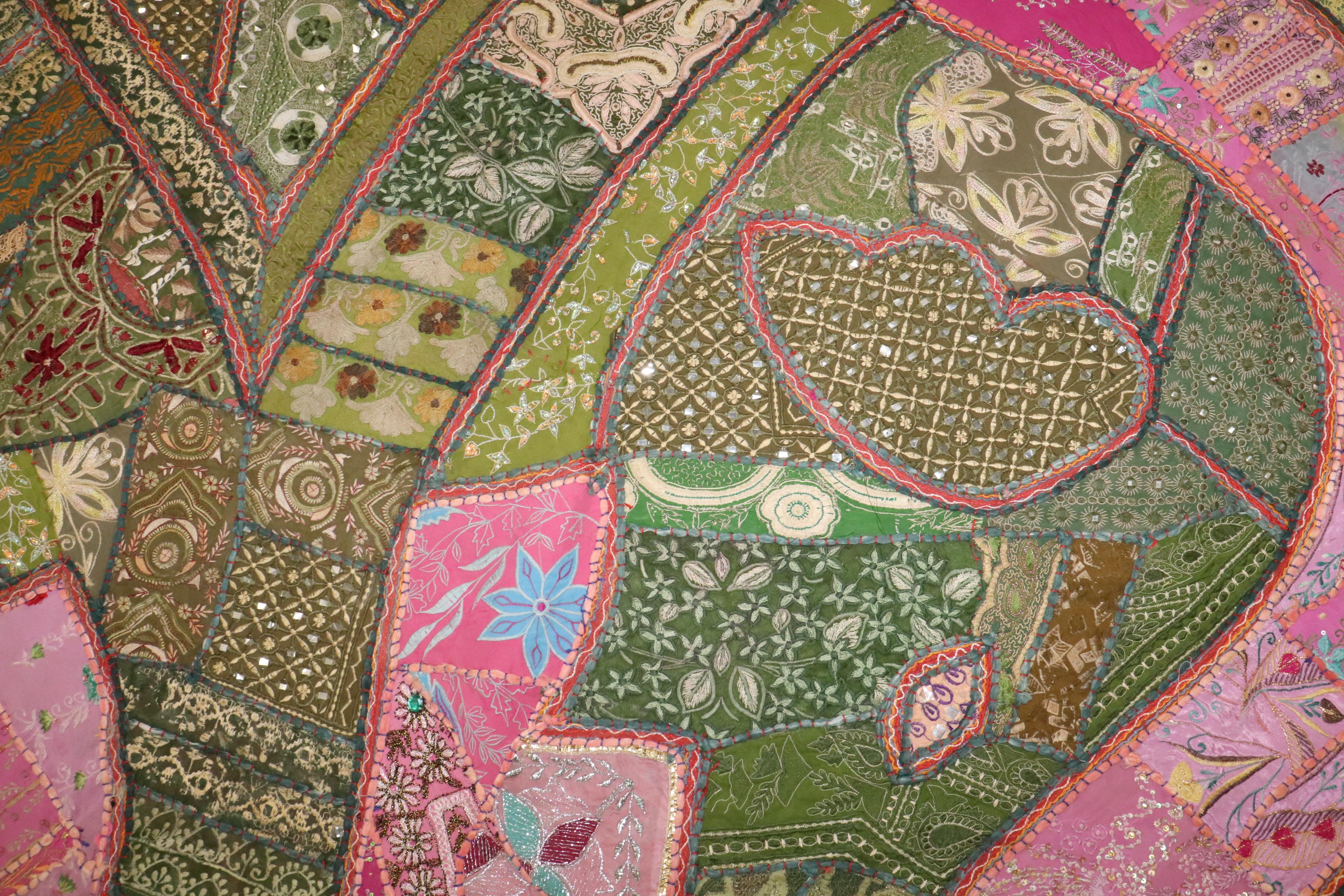 Zabihi Collection Indian Elephant Embroidery Tapestry Textile For Sale 3