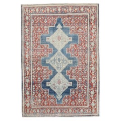 Zabihi Collection Ink Blue Antique Persian Senneh Rug