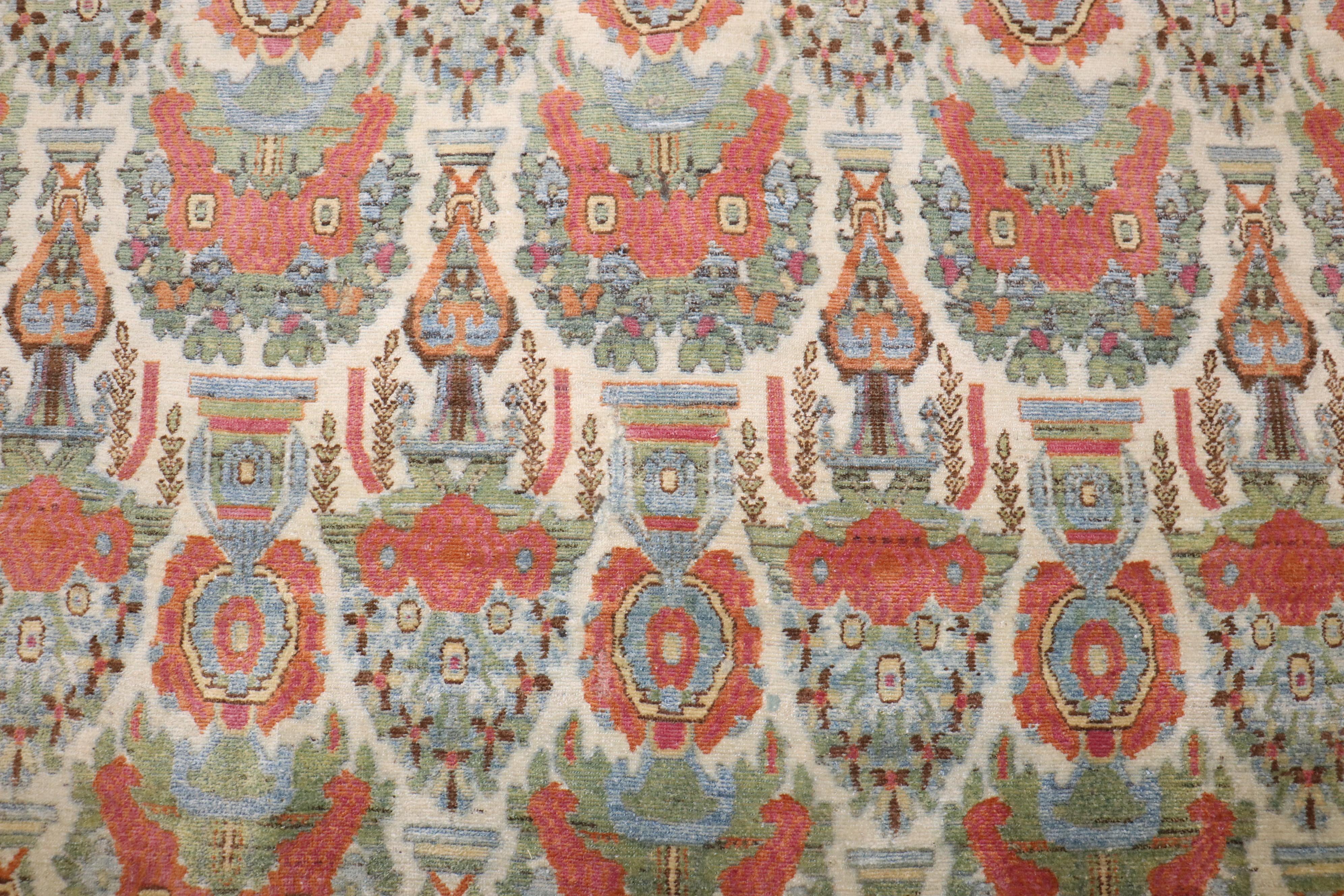 Colección Zabihi Alfombra Persa Cuadrada Afshar Marfil Antiguo Tejido a mano en venta