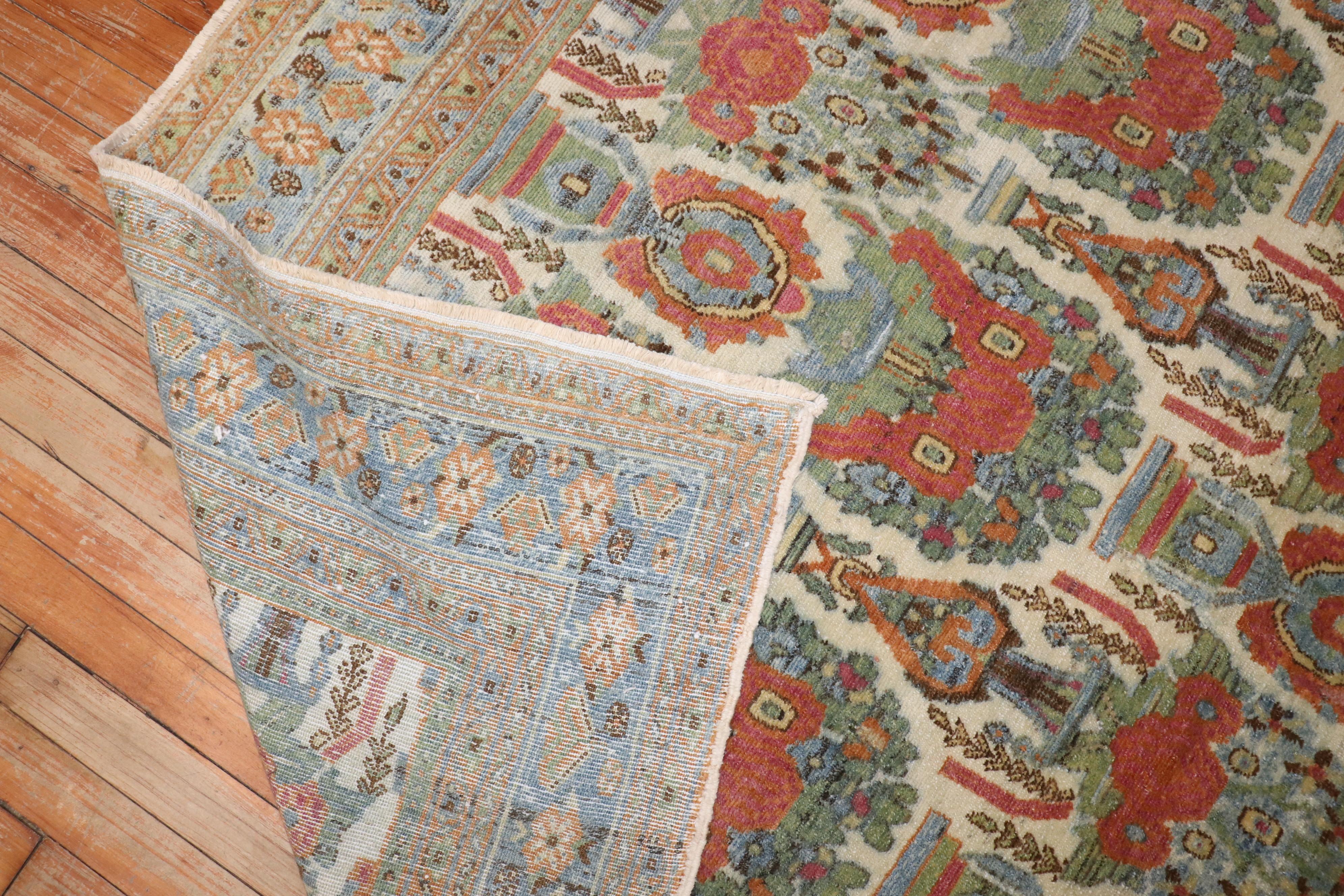 Colección Zabihi Alfombra Persa Cuadrada Afshar Marfil Antiguo en Bueno estado para la venta en New York, NY