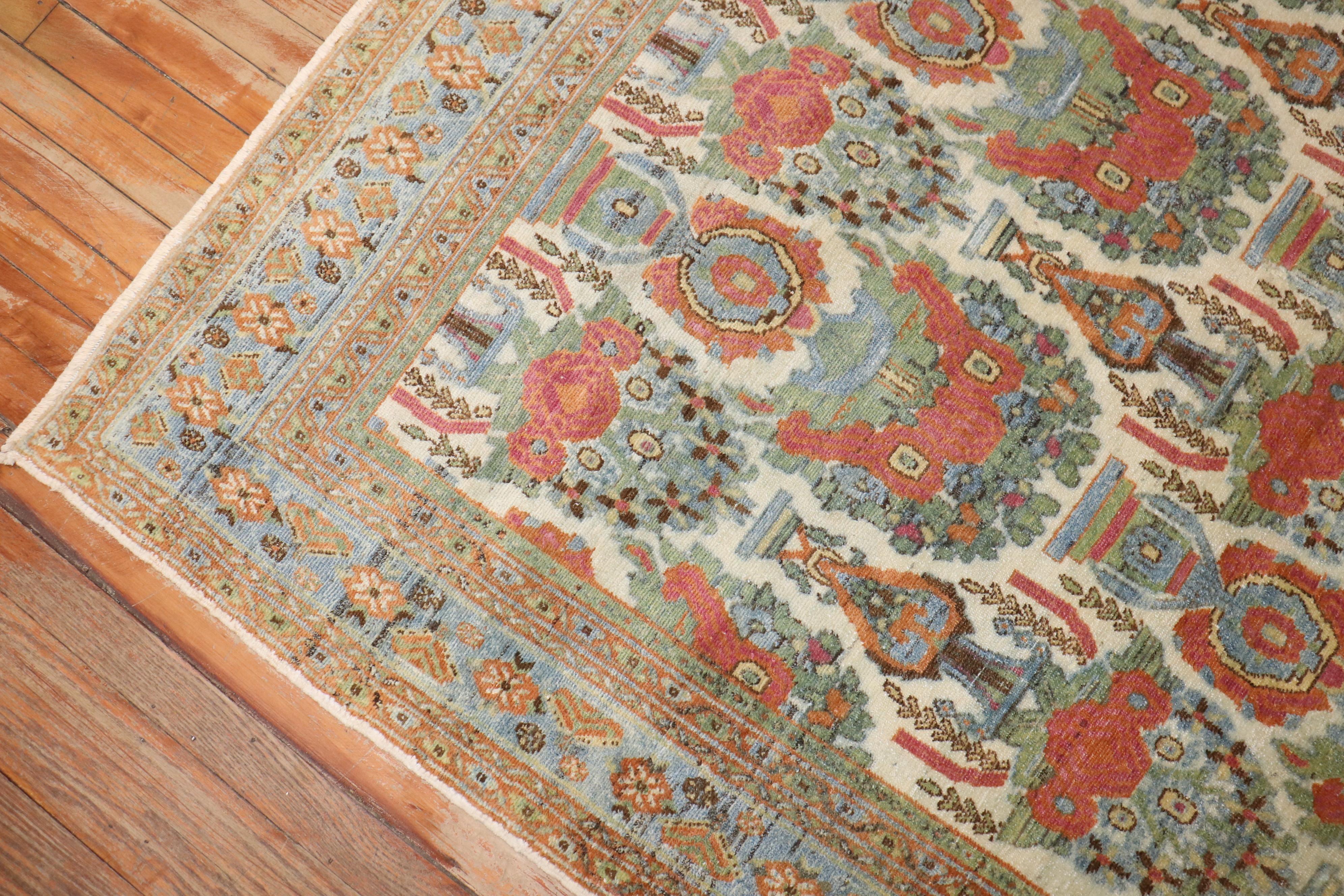 Colección Zabihi Alfombra Persa Cuadrada Afshar Marfil Antiguo siglo XX en venta