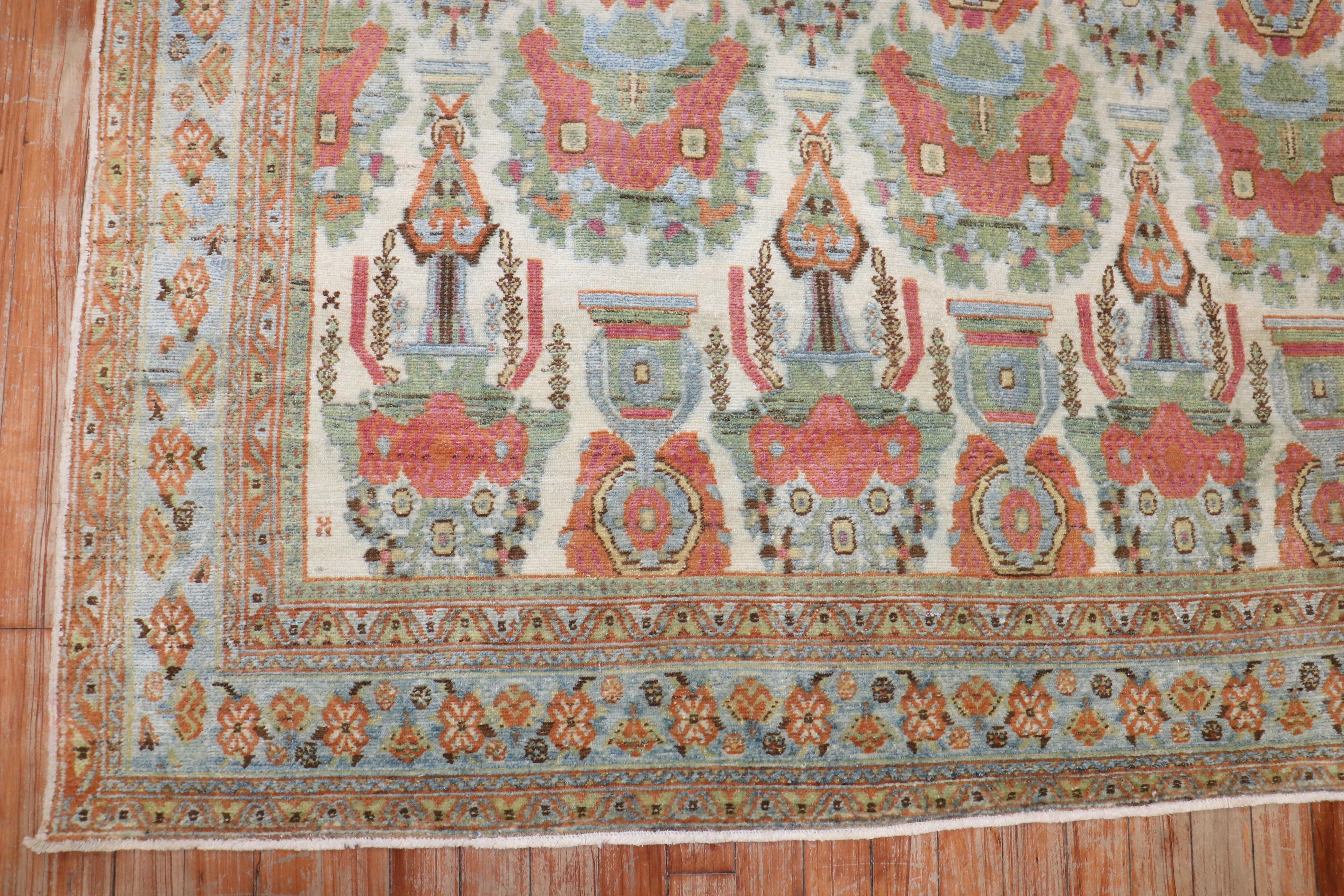Colección Zabihi Alfombra Persa Cuadrada Afshar Marfil Antiguo en venta 2