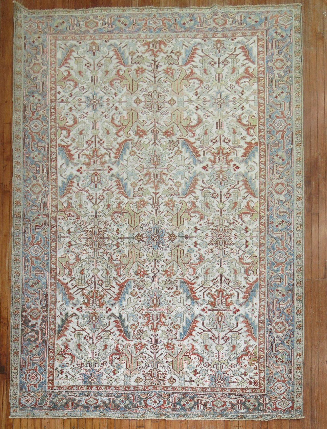 Wonderful antique Persian Heriz Rug with an all-over geometric design on an ivory ground

7'9'' x 10'9''

The finest antique Persian Serapis are geometric in design with open spacious patterns in subtle colors. The great majority of them ennobled