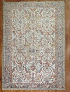 Zabihi Collection Ivory Antique Persian Heriz Rug