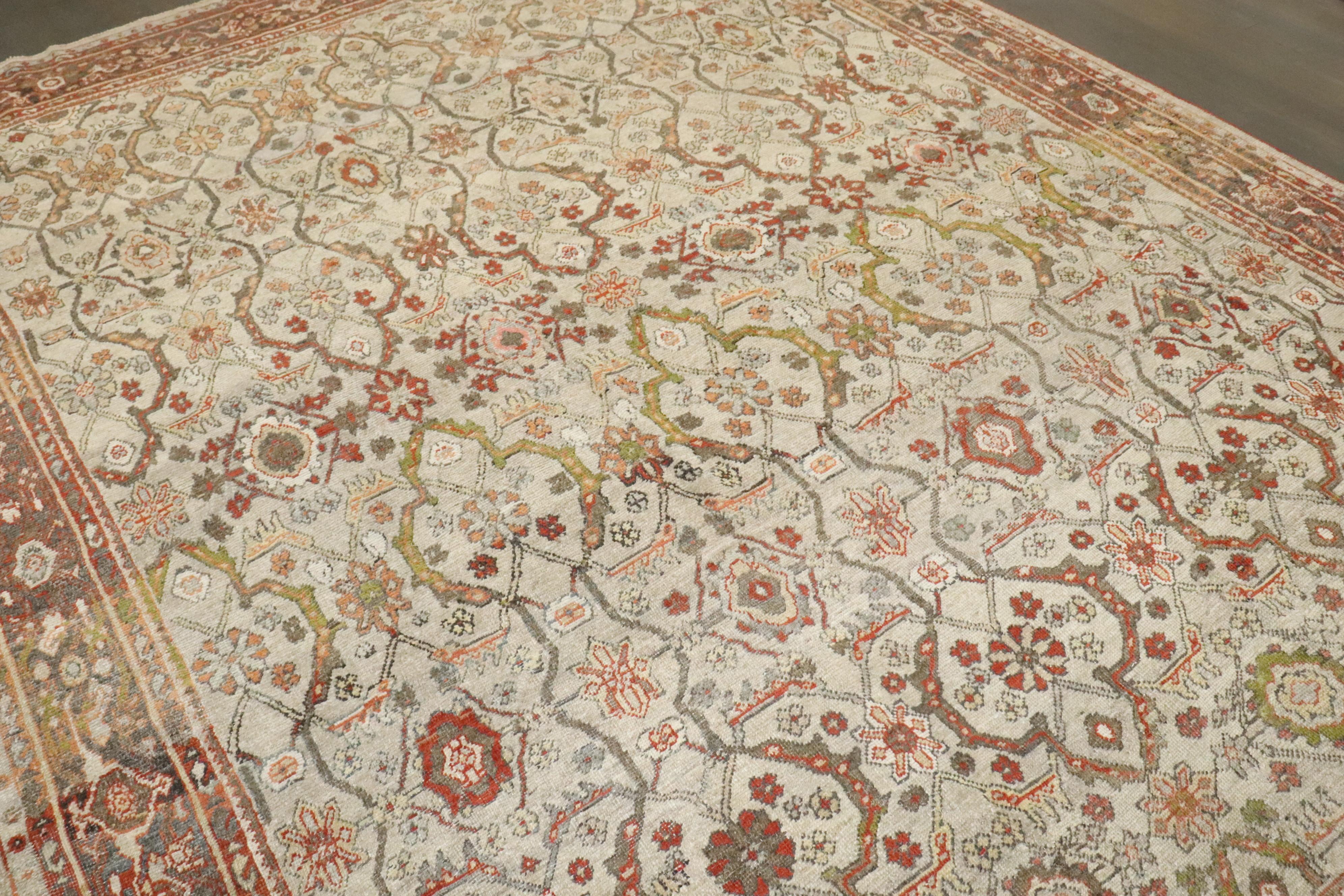 Zabihi Collection Elfenbein Antiker Persischer Mahal Teppich im Angebot 3