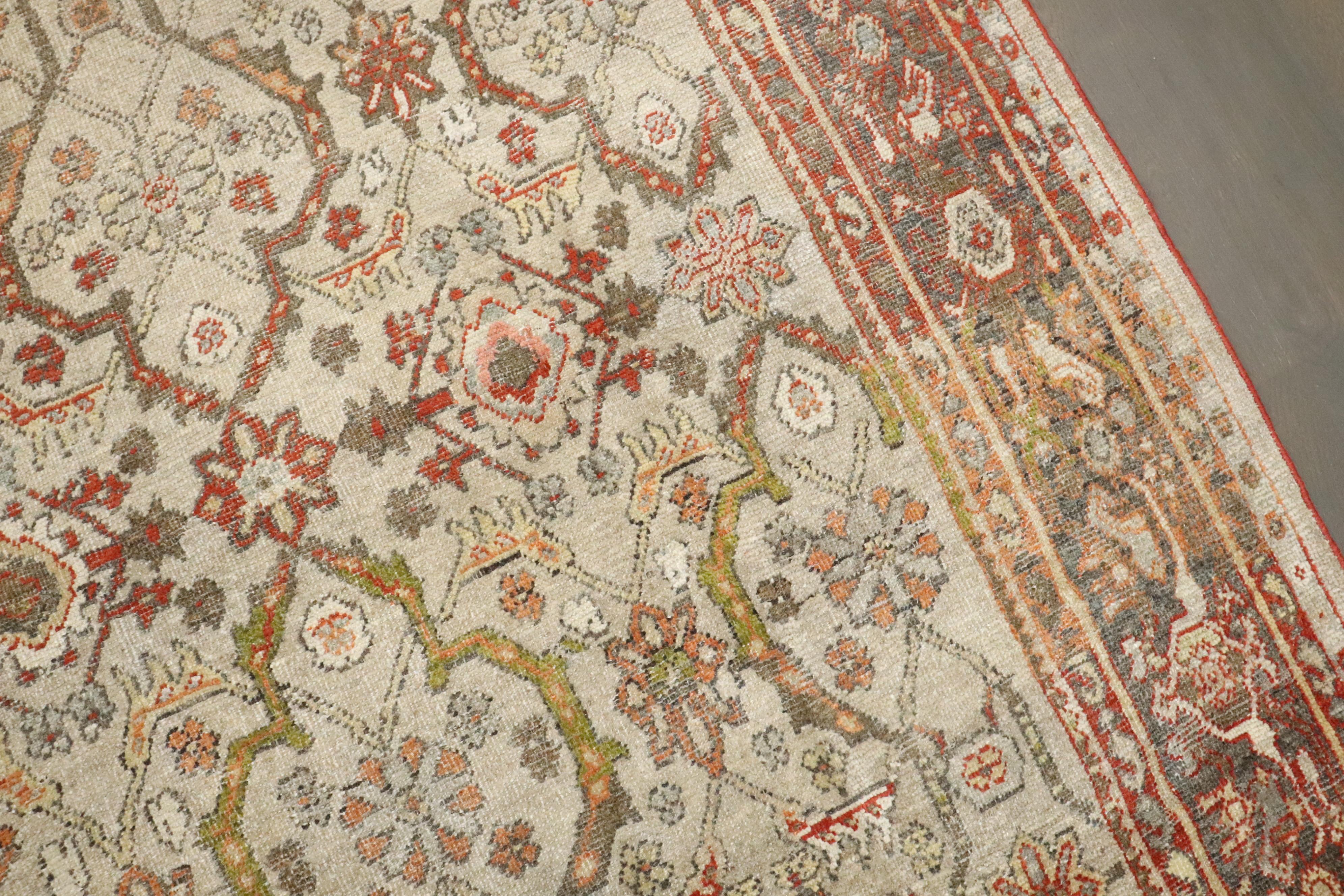 Zabihi Collection Elfenbein Antiker Persischer Mahal Teppich (Agra) im Angebot