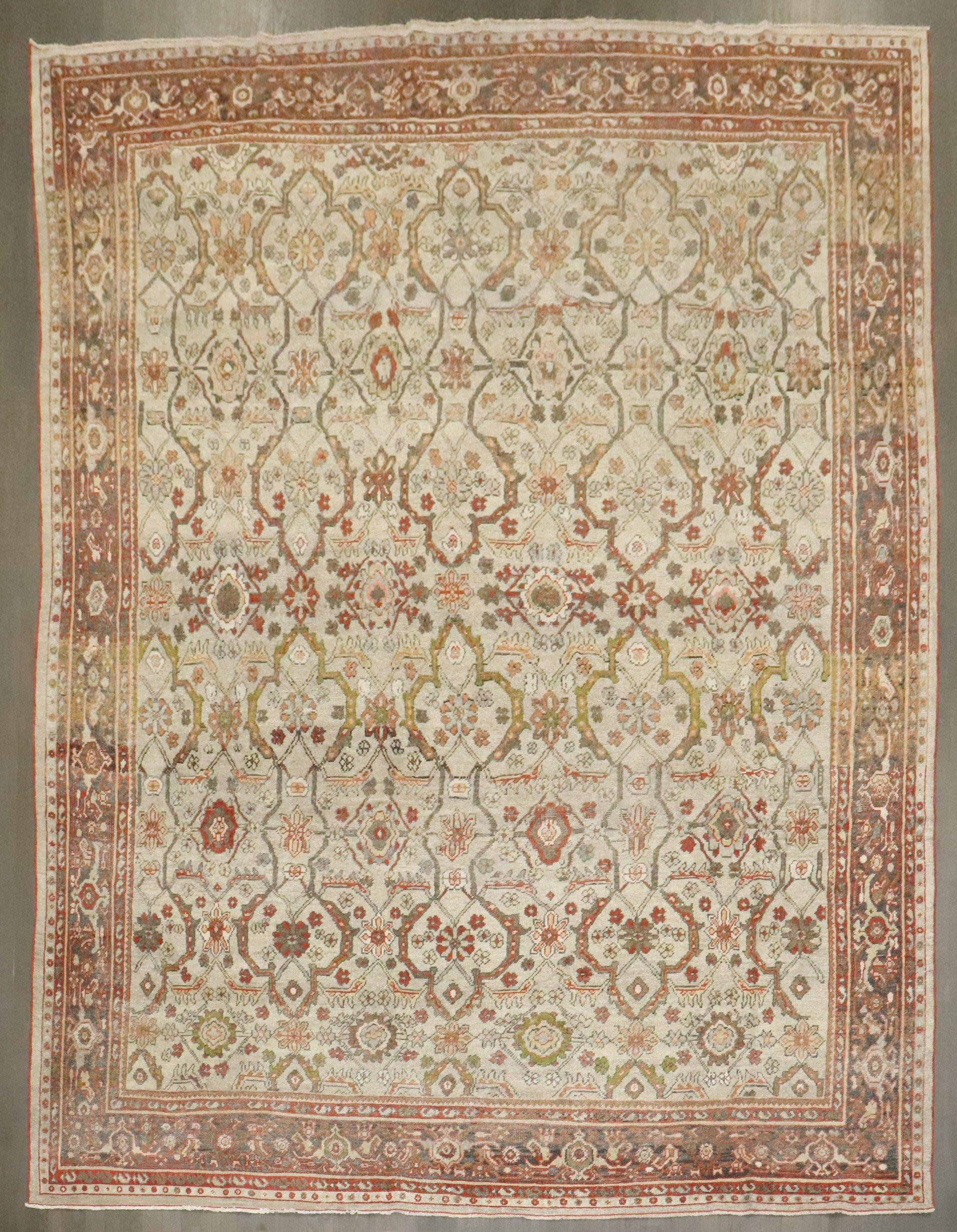 Zabihi Collection Elfenbein Antiker Persischer Mahal Teppich im Angebot 2