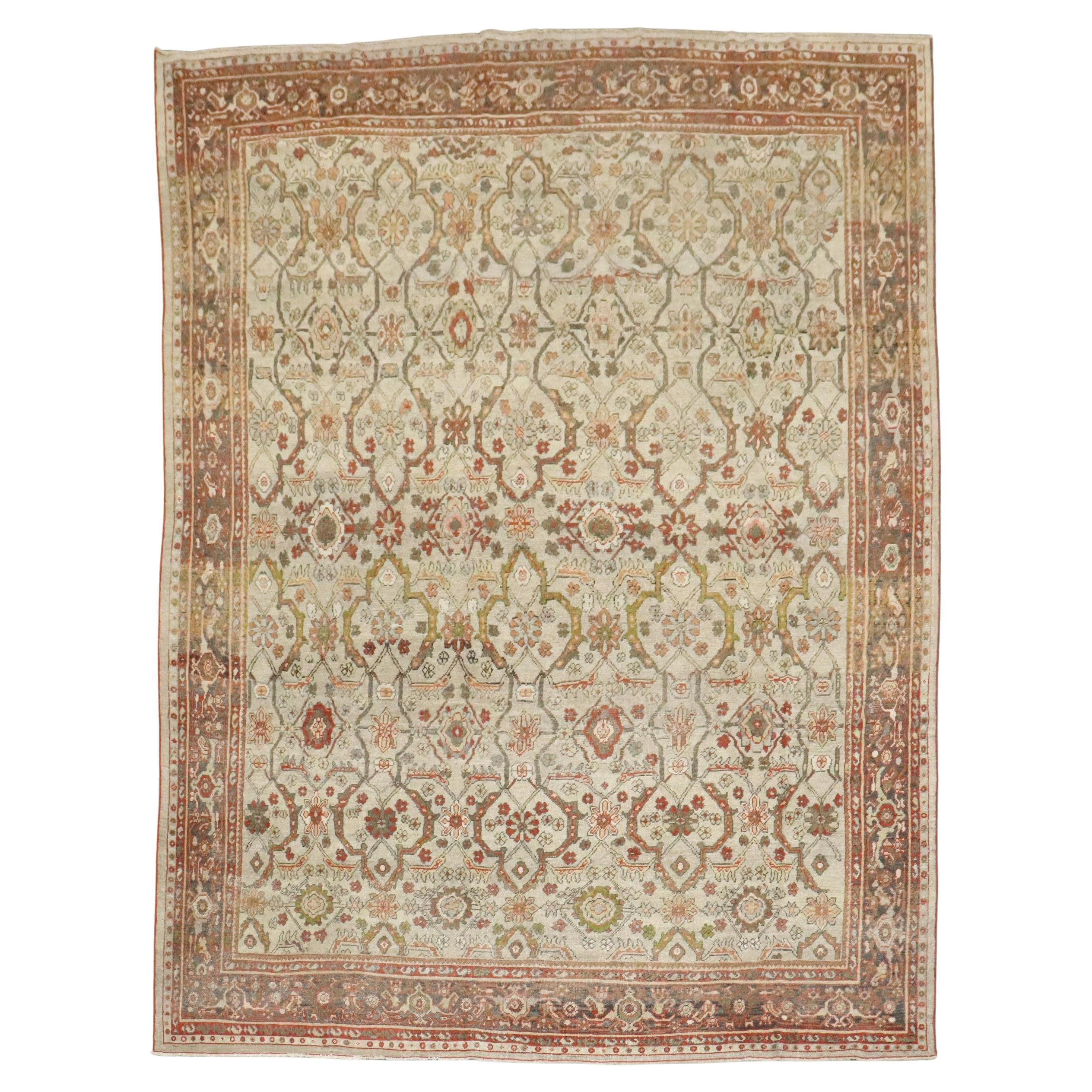 Zabihi Collection Elfenbein Antiker Persischer Mahal Teppich