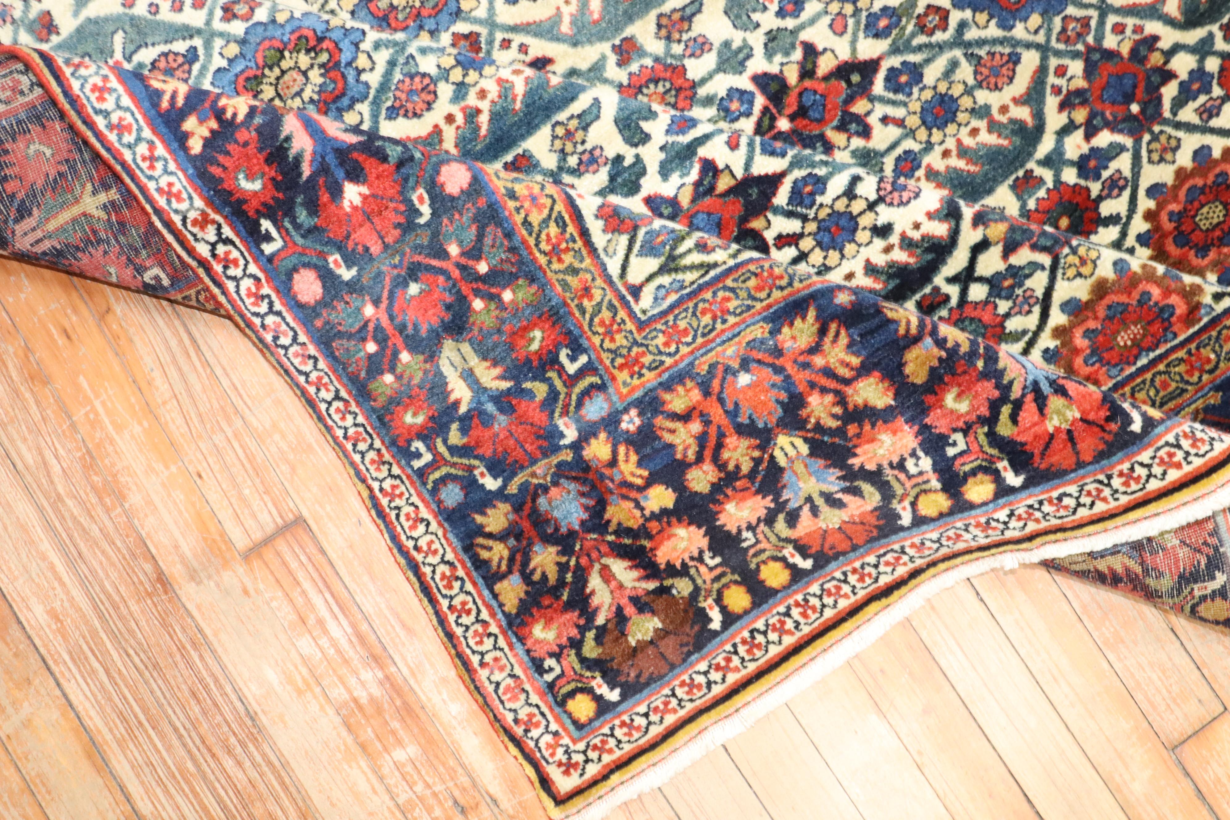 Persiano Tappeto Zabihi Collection'S Ivory Field Antique Persian Bidjar Gallery (a) Gallery in vendita
