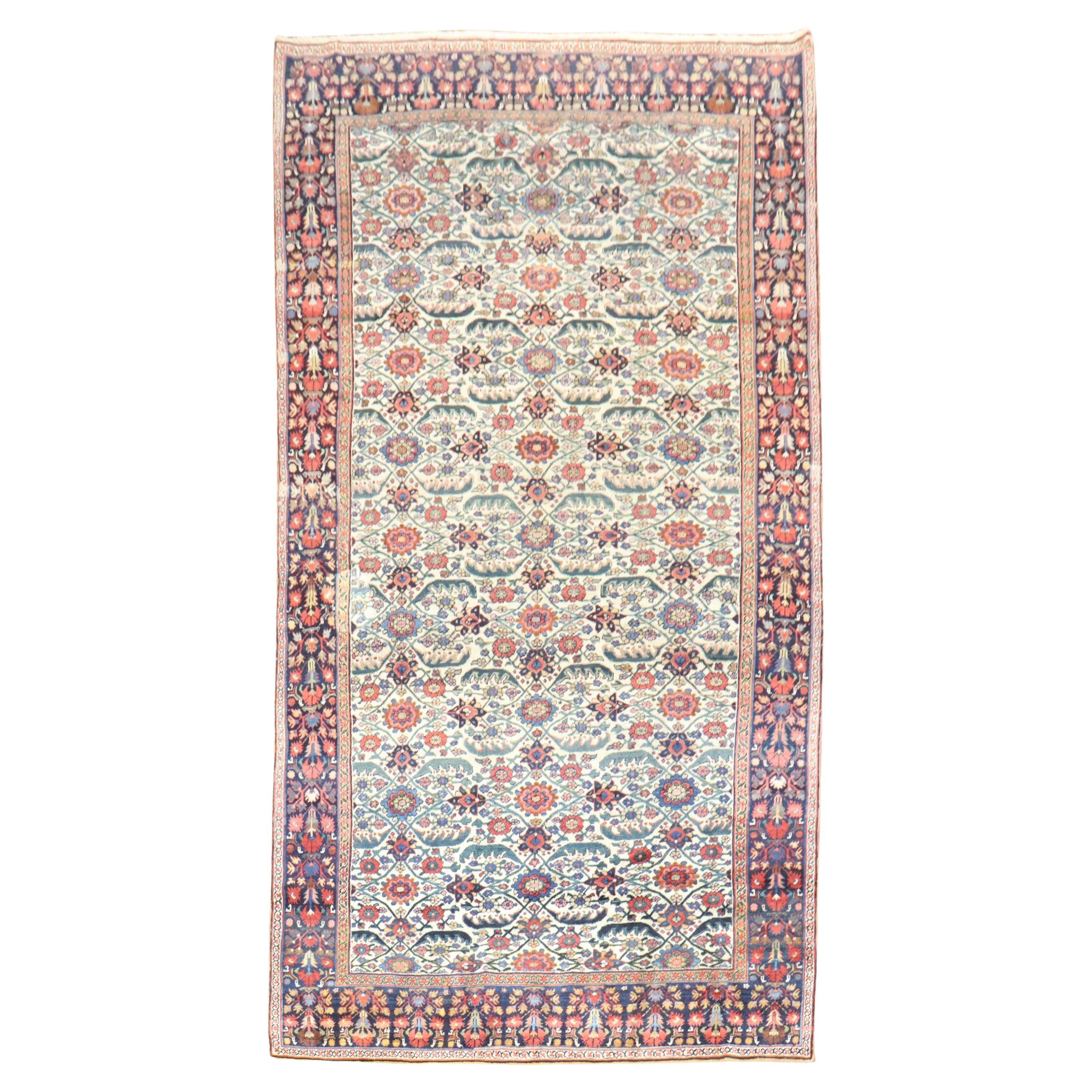 Zabihi Collection Ivory Field Antique Persian Bidjar Gallery Rug