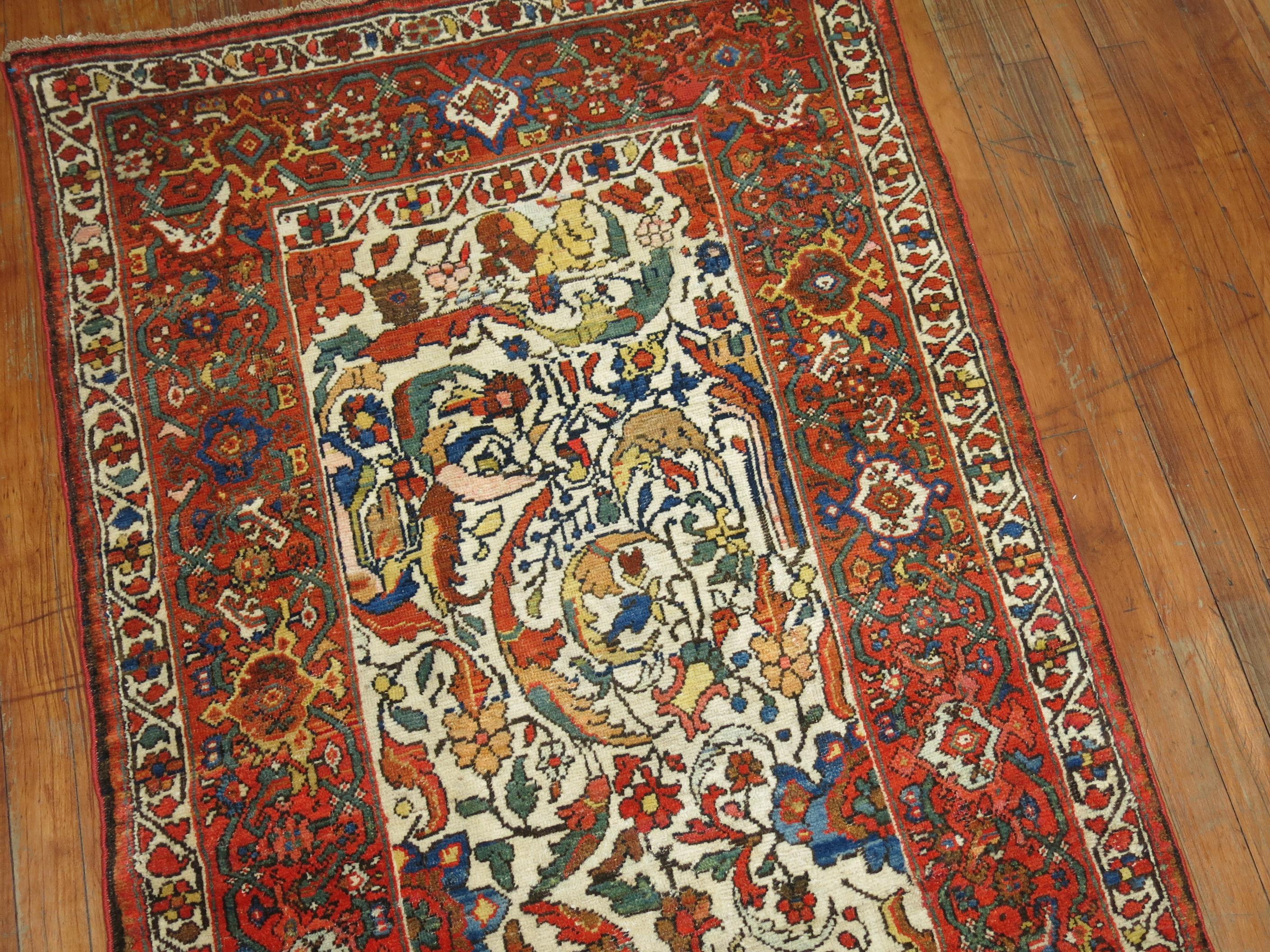 Zabihi Collection Ivory Northwest Persian Antique Runner For Sale 3