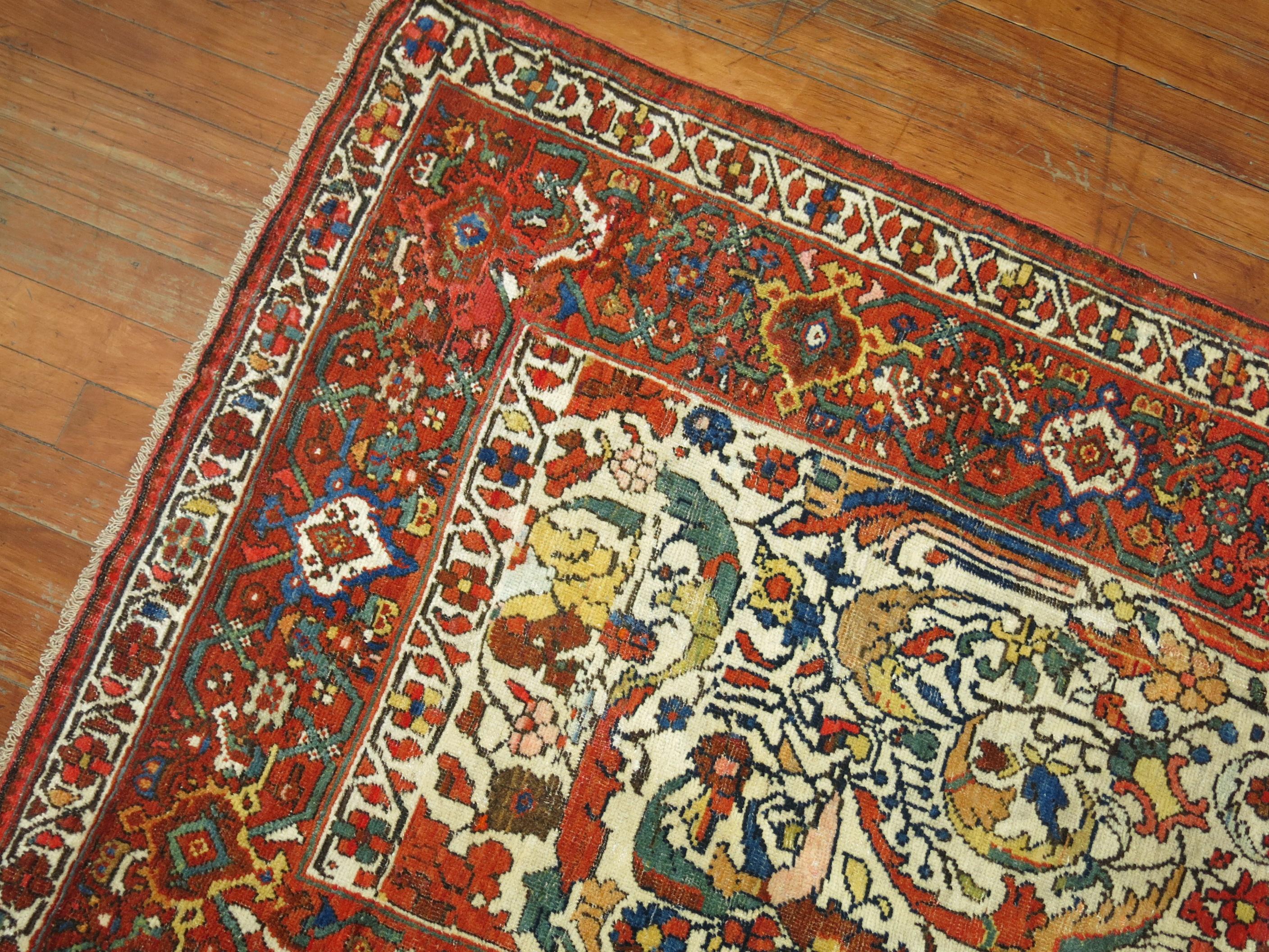 Chippendale Zabihi Collection Ivory Northwest Persian Antique Runner For Sale