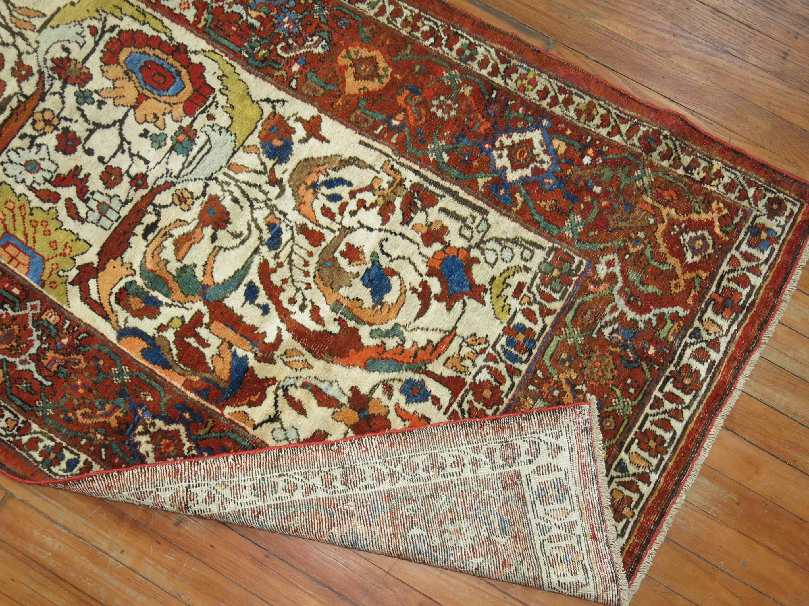 Zabihi Collection Ivory Northwest Persian Antique Runner In Good Condition For Sale In New York, NY