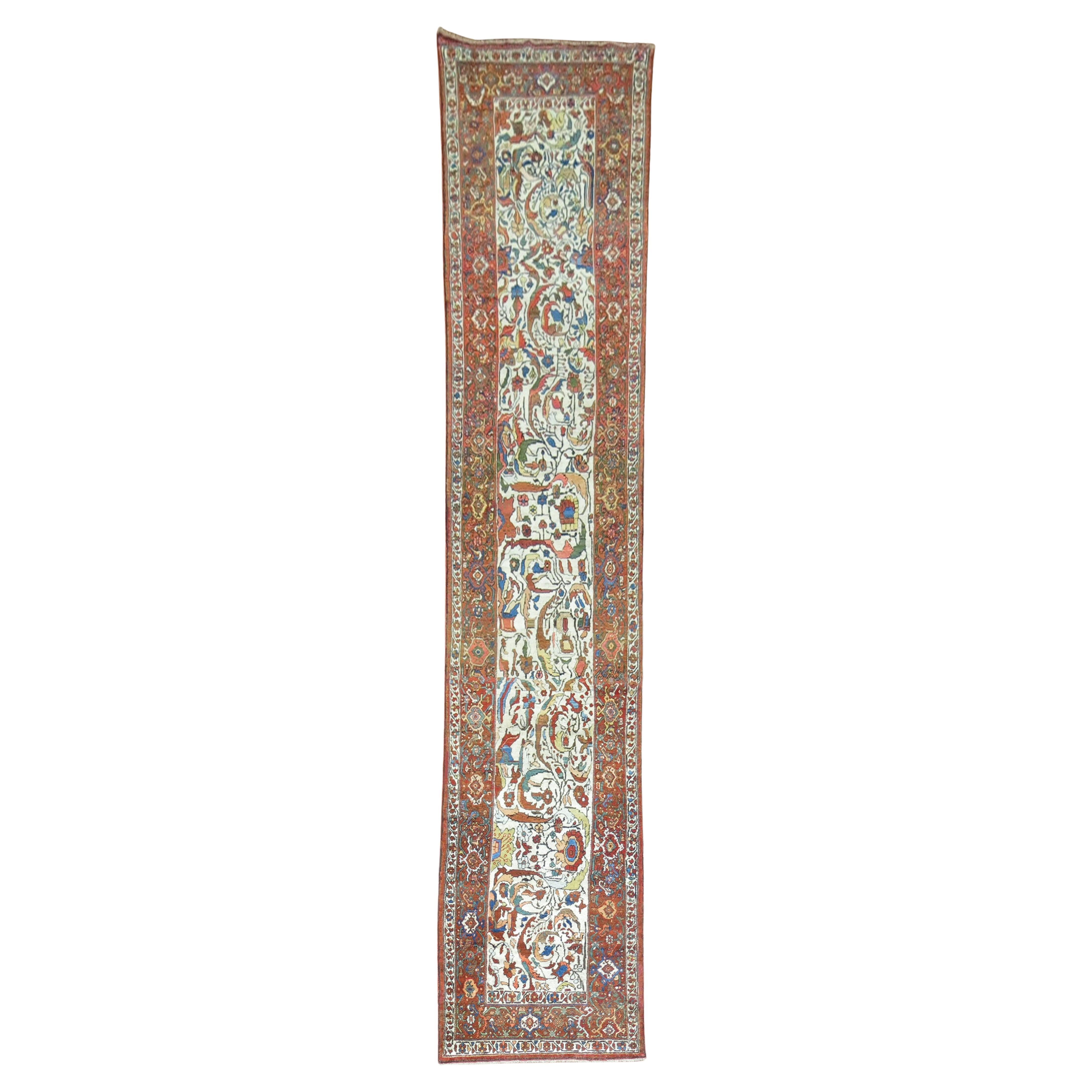 Zabihi Collection Ivory Northwest Persian Antique Runner For Sale