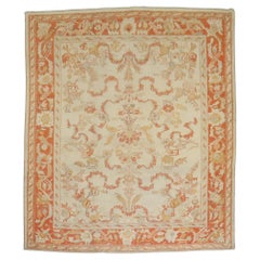 Colección Zabihi Marfil Naranja Antigua Alfombra Turca Oushak Tamaño Habitación