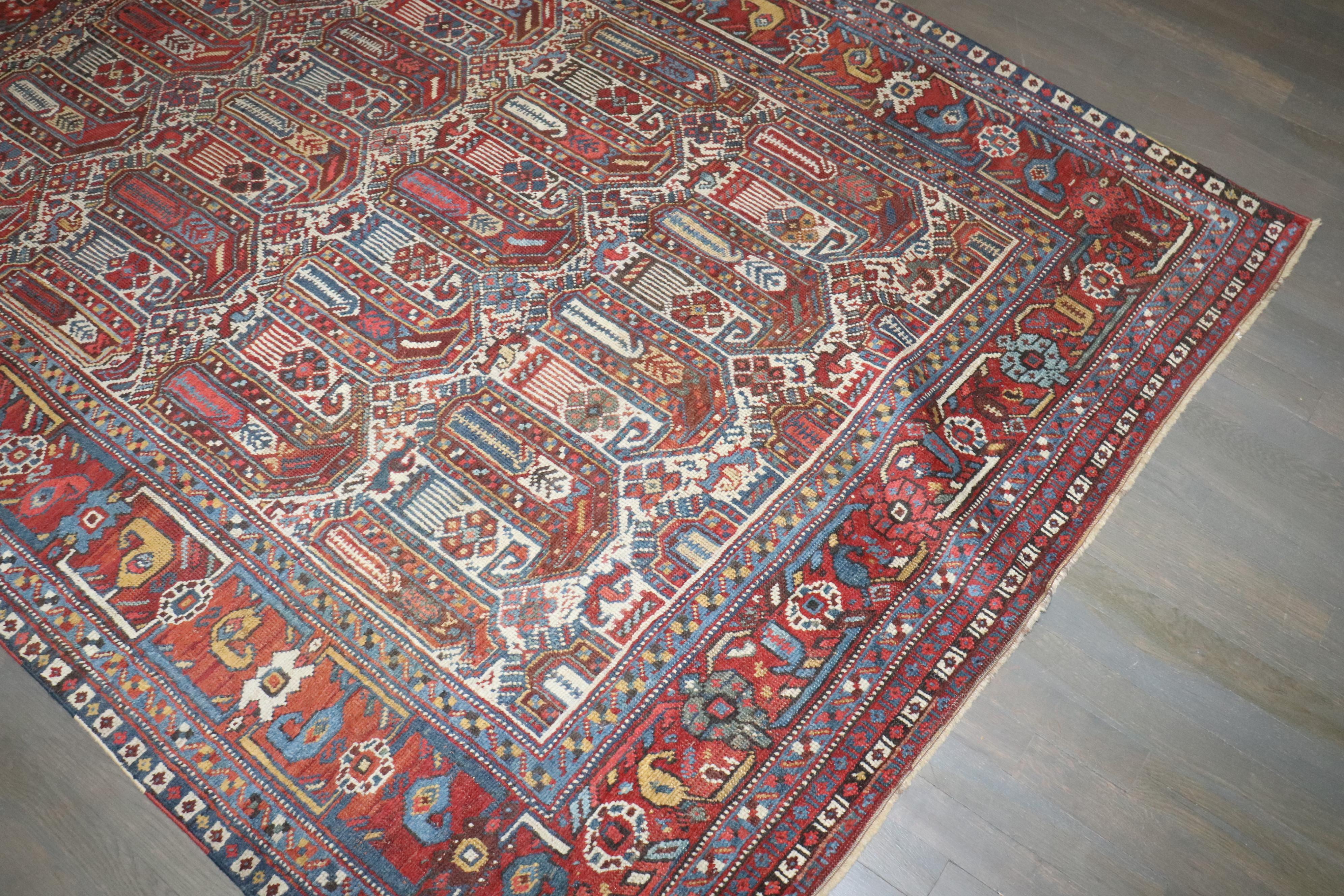 Colección Zabihi Alfombra Tribal Marfil Shiraz Khamseh Antigua Lana en venta
