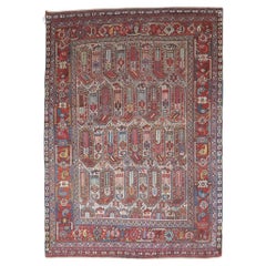 Zabihi Collection Ivory Tribal Antique Shiraz Khamseh Rug