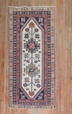 Zabihi Collection Ivory Tribal Heriz Small Runner