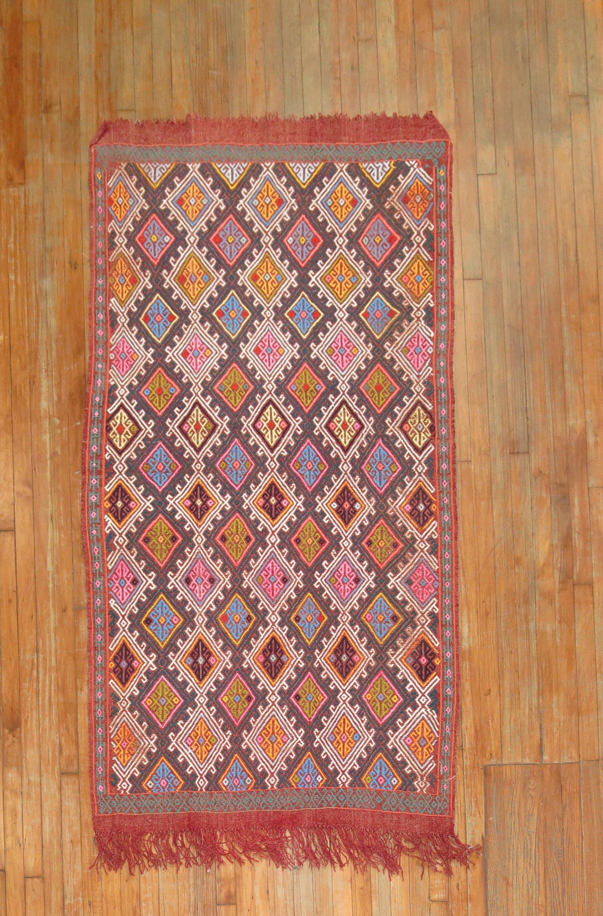 Zabihi Collection Jajim Turkish Flatweave  In Good Condition For Sale In New York, NY