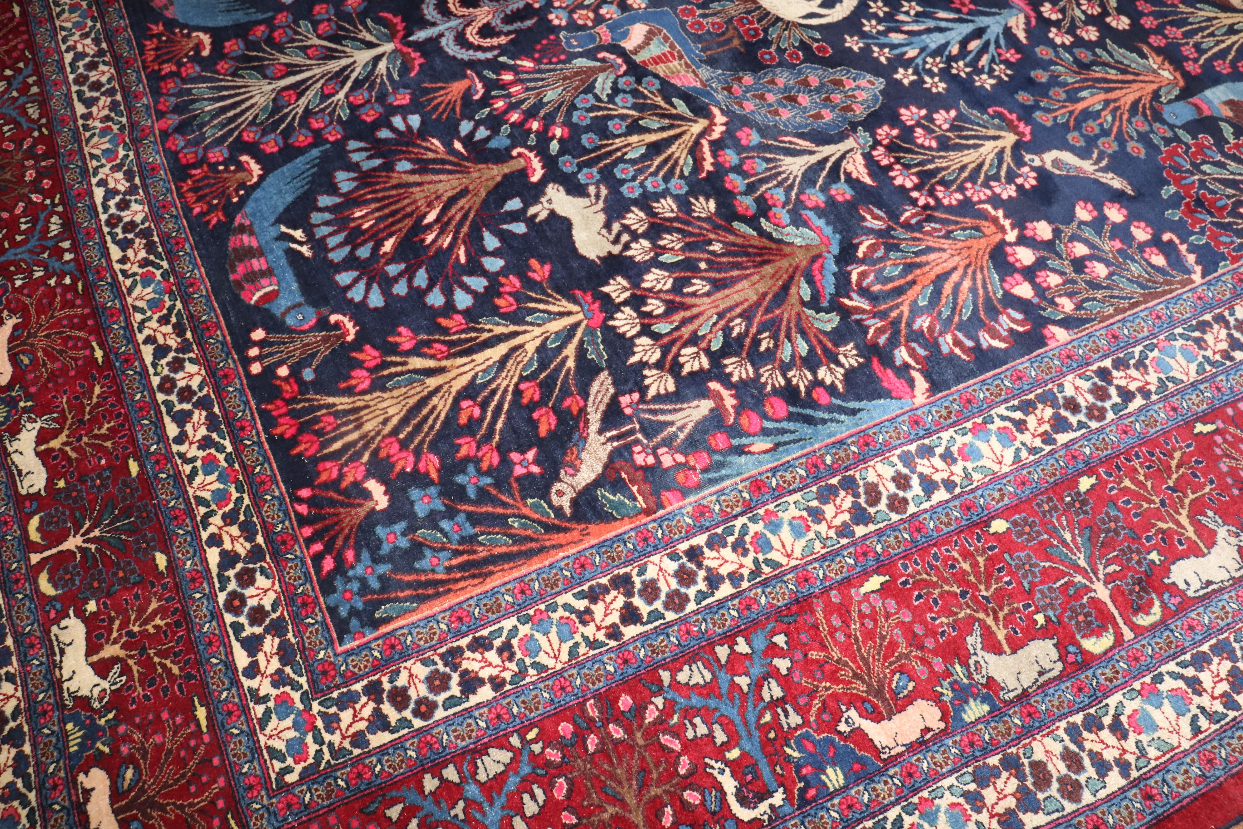 Juwelen getönter botanischer persischer Meshed Animal Pictorial-Teppich aus der Zabihi-Kollektion im Angebot 7