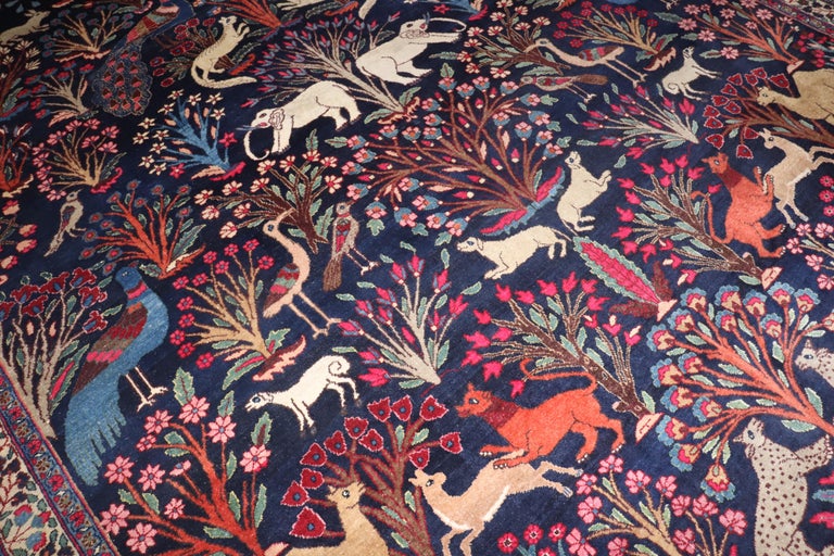 Zabihi Collection Jewel Toned Botanical Persian Meshed Animal Pictorial ...