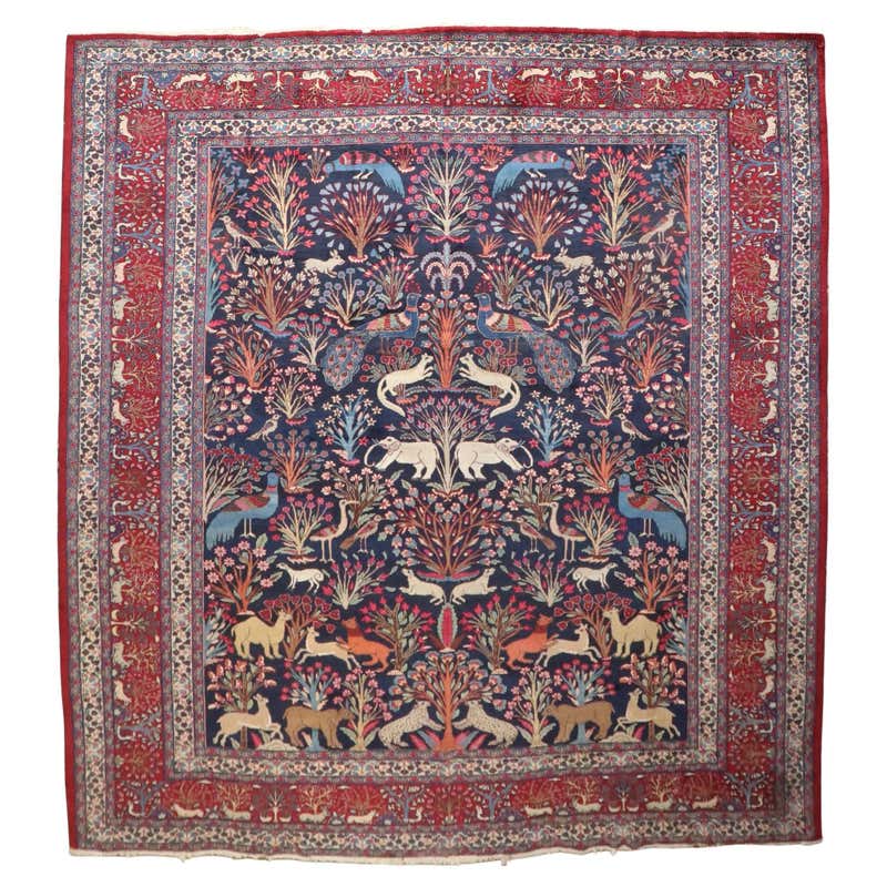 Persion Rug Figures Persian Pictorial Animal Landscape Rug at 1stDibs | persian landscape
